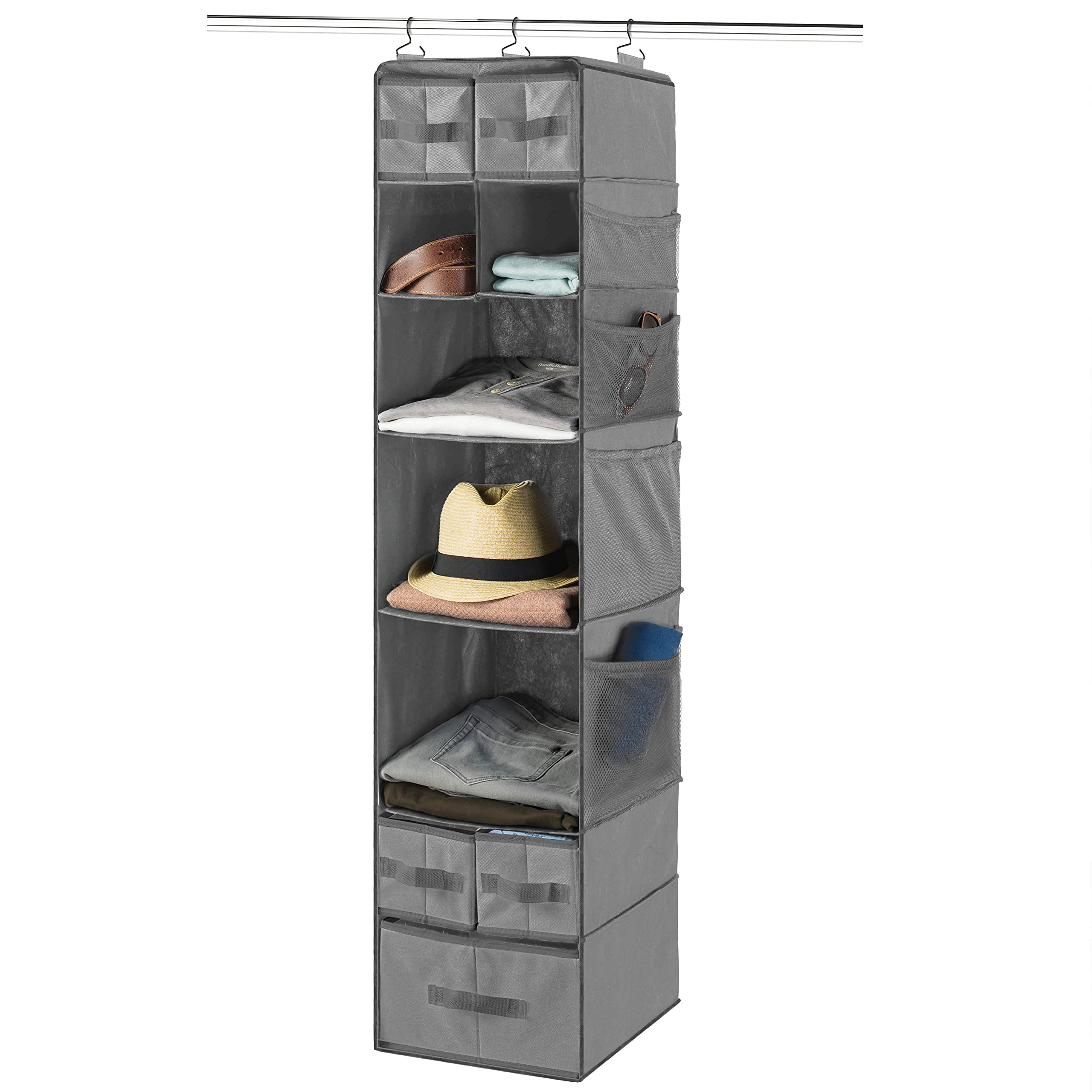 ZOBER 9-Shelf Hanging Closet Organizer - Space Saving Storage Shelves for Clothes, Towels & Toys - Perfect for College Dorm, Nursery, Bedroom & Home Organization (Easy Install, Heavy Duty Fabric)