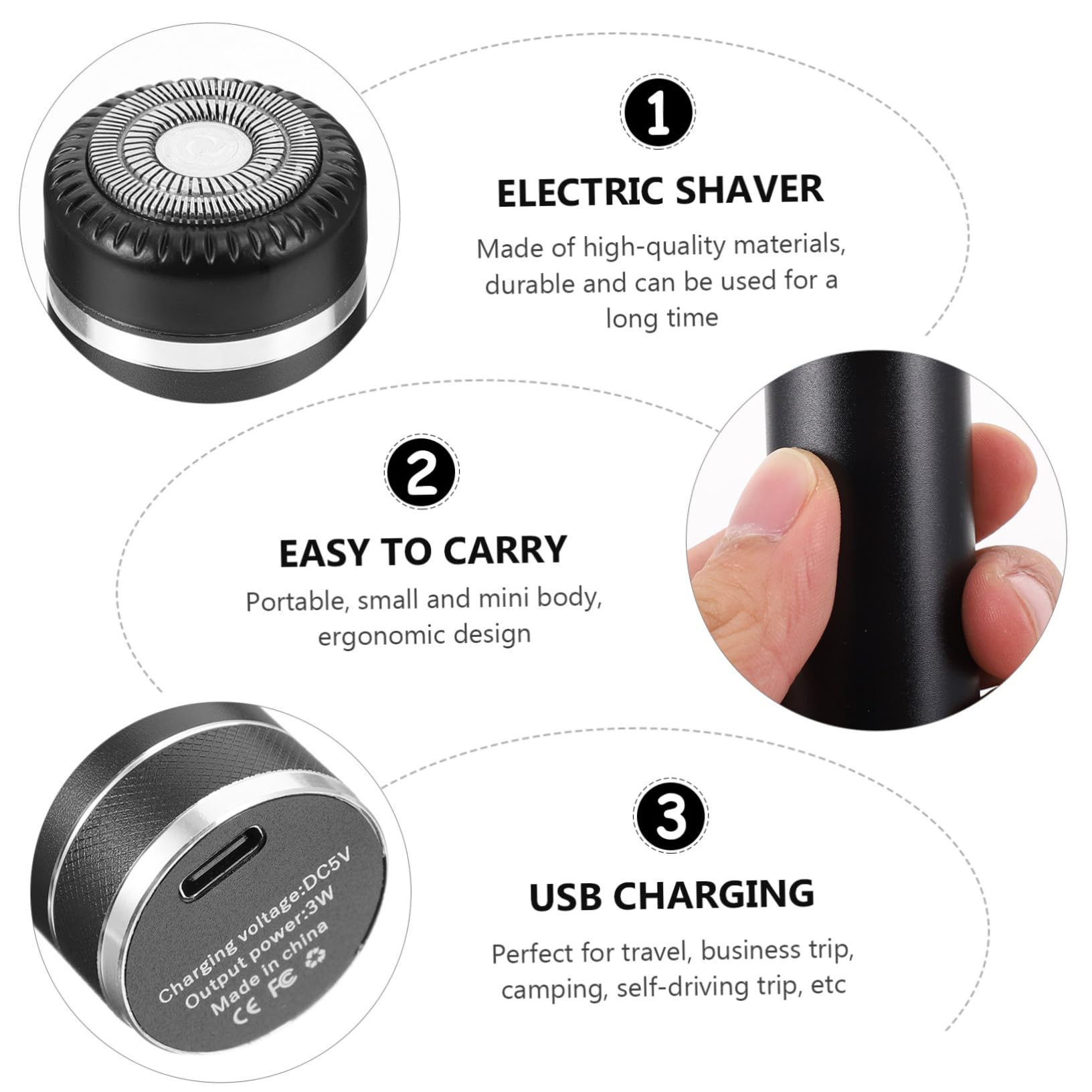Men's Electric Razor Trimmer - Portable Foil Shaver for Travel & Bikini Grooming