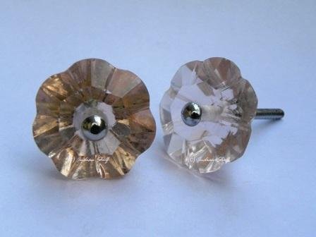6-Piece Pink Floral Glass Drawer Knobs - Elegant Cabinet Hardware for Kitchen, Dresser & Furniture - Decorative Door Pulls for Home & Office Organization