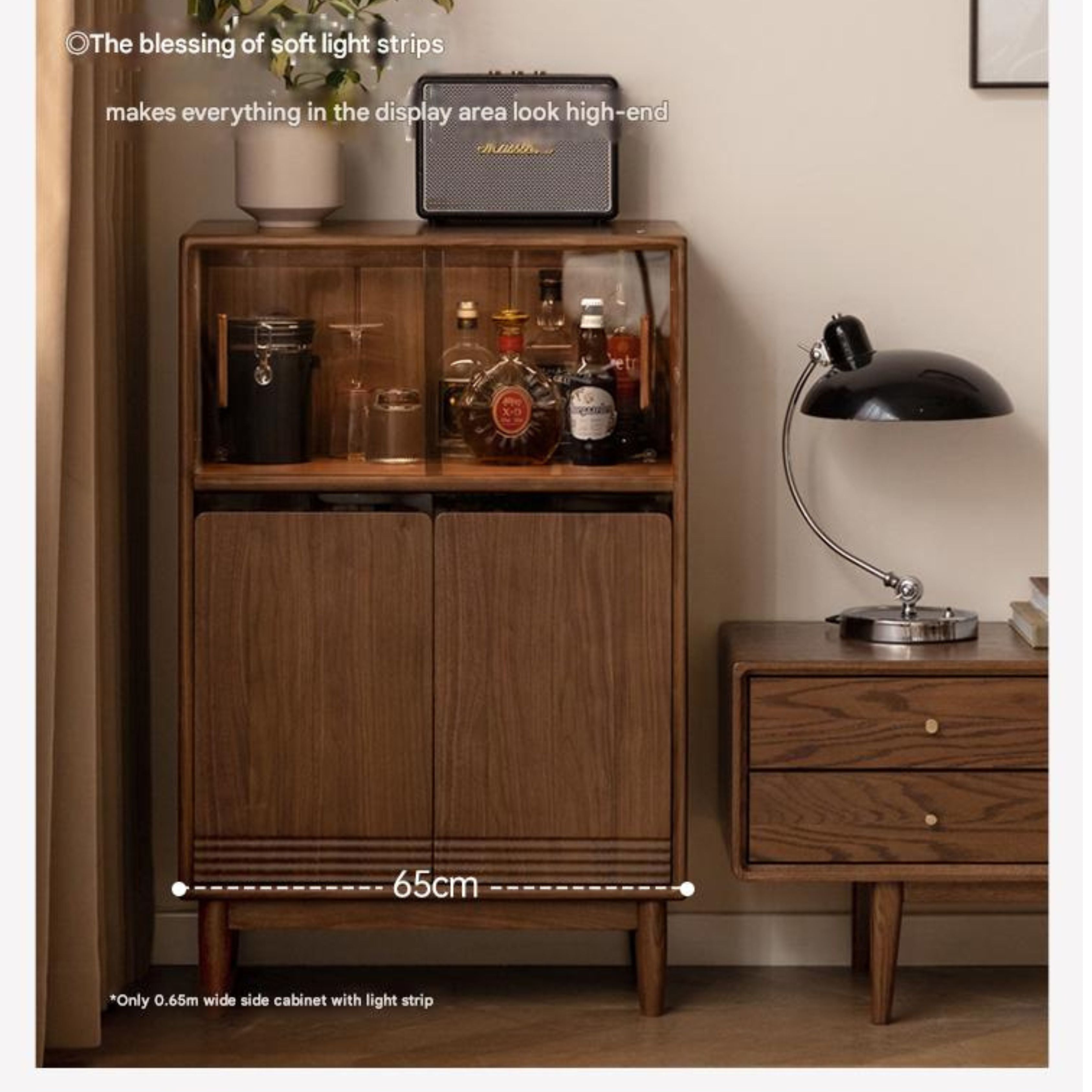 Premium Black Walnut Solid Wood Modern Side Cabinet - Stylish Storage for Living Room, Bedroom & Entryway - Mid-Century Inspired Home Decor