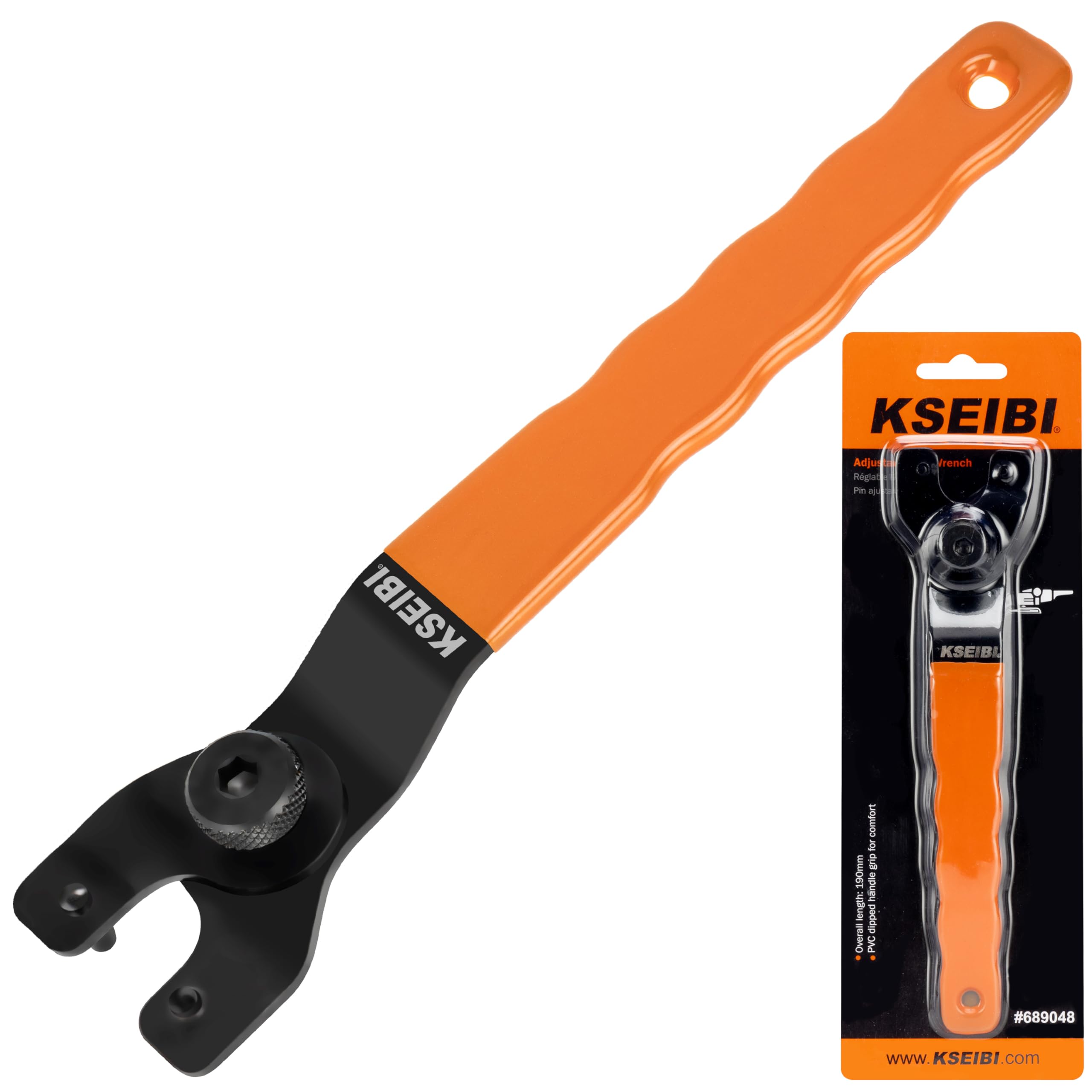 KSEIBI 689048 Universal Adjustable Pin Angle Grinder Wrench - Compatible with 4 to 9 Inch Flange Grinder Tools | Perfect for Metalworking, Woodworking & DIY Projects
