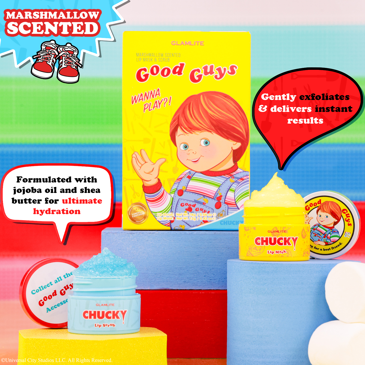 Chucky Wanna Play?! Lip Care Duo Set - Moisturizing Lip Balm & Scrub for Dry Lips - Perfect for Halloween Costumes & Horror Movie Nights