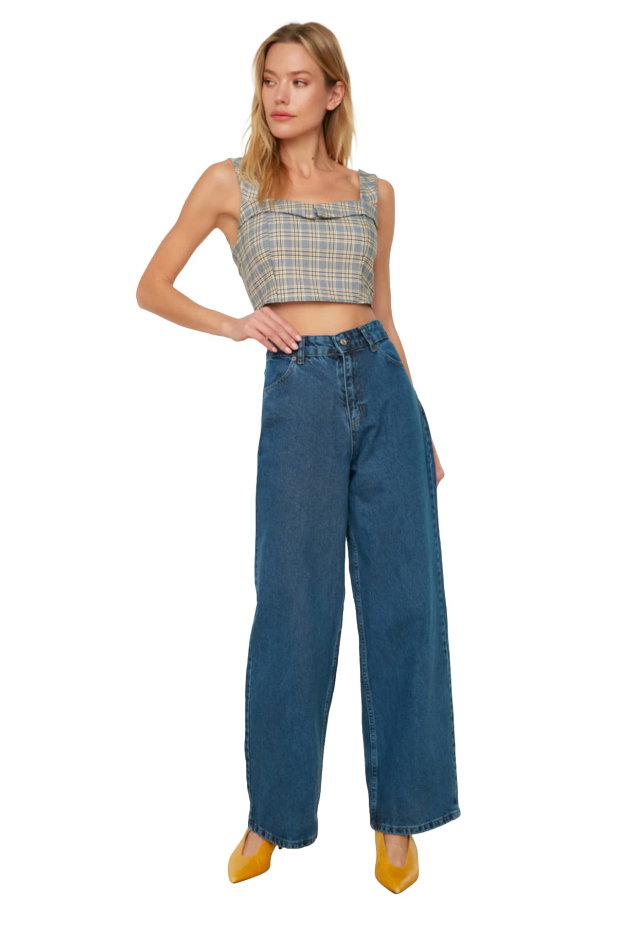 Trendyol Women's High-Rise Wide Leg Jeans - Comfortable Stretch Denim Pants for Casual & Office Wear