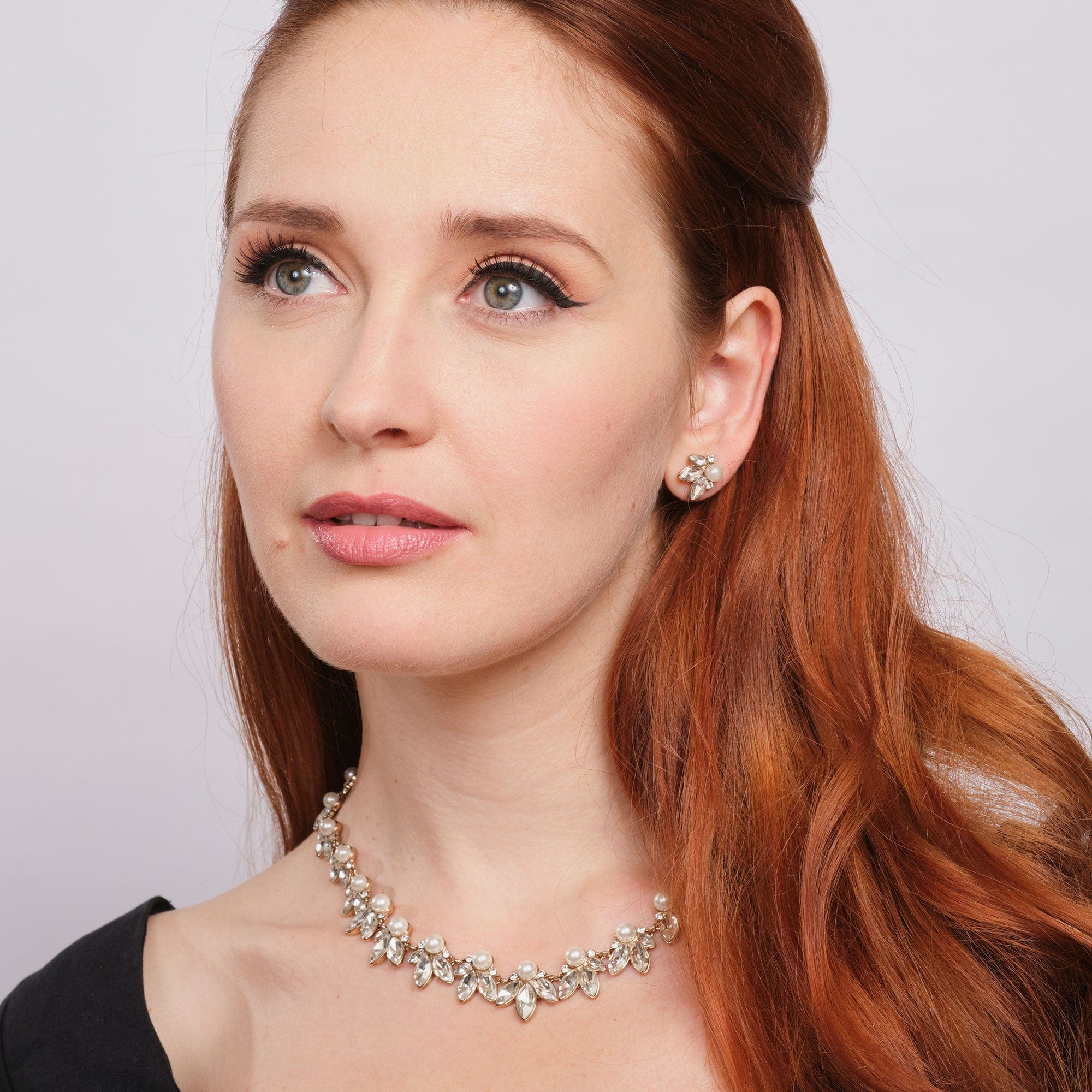 Vintage Crystal Earrings with Leaf Design and Pearl Accents - Elegant Stud Earrings for Women, Perfect for Weddings, Parties & Daily Wear