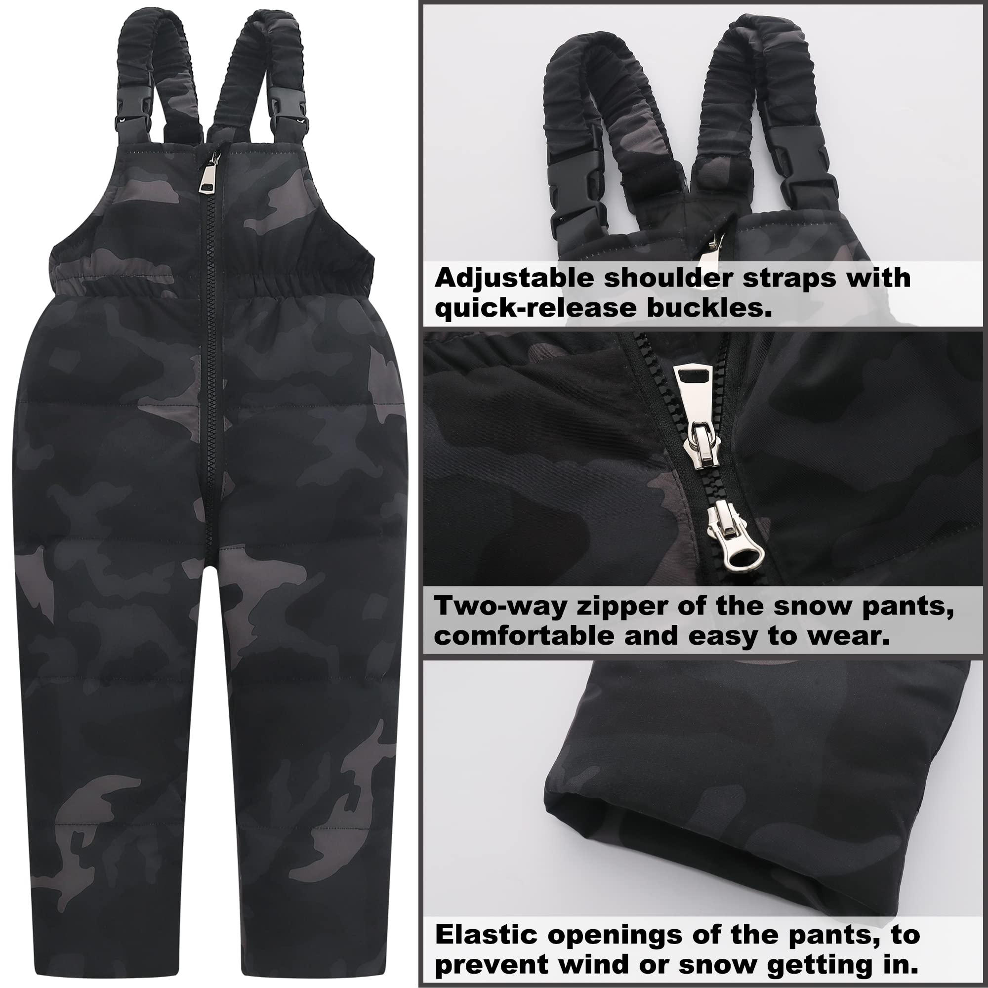 Kids 2-Piece Snowsuit for Toddlers - Winter Jacket & Bib Pants Set for Boys & Girls (4-6 Years, Black) - Perfect for Skiing, Snow Play & Cold Weather Outdoor Activities
