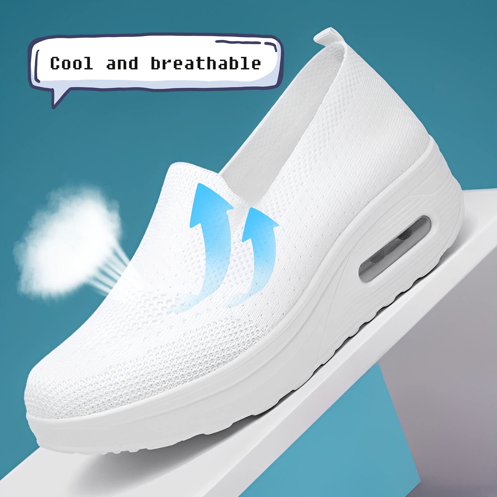 **Women's Orthopedic Sneakers - Breathable Mesh Platform Wedge Slip-On Loafers for Walking | Lightweight & Fashionable | Perfect for Work, Travel & Daily Comfort**
