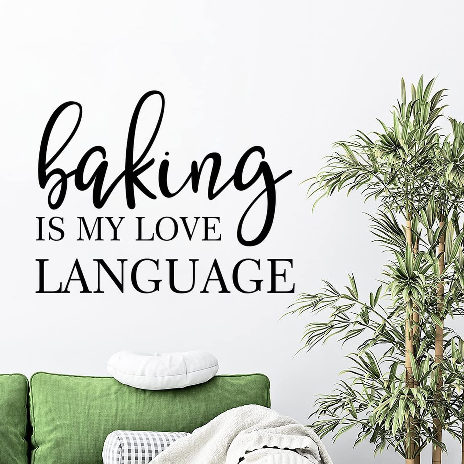 Christian Inspirational Quote Vinyl Wall Decal - Baking is My Love Language - Removable Wall Art Stickers for Home Decor - Perfect for Bedroom, Living Room & Kitchen - Funny & Motivational Wall Decals for Christian Homes & Baking Enthusiasts