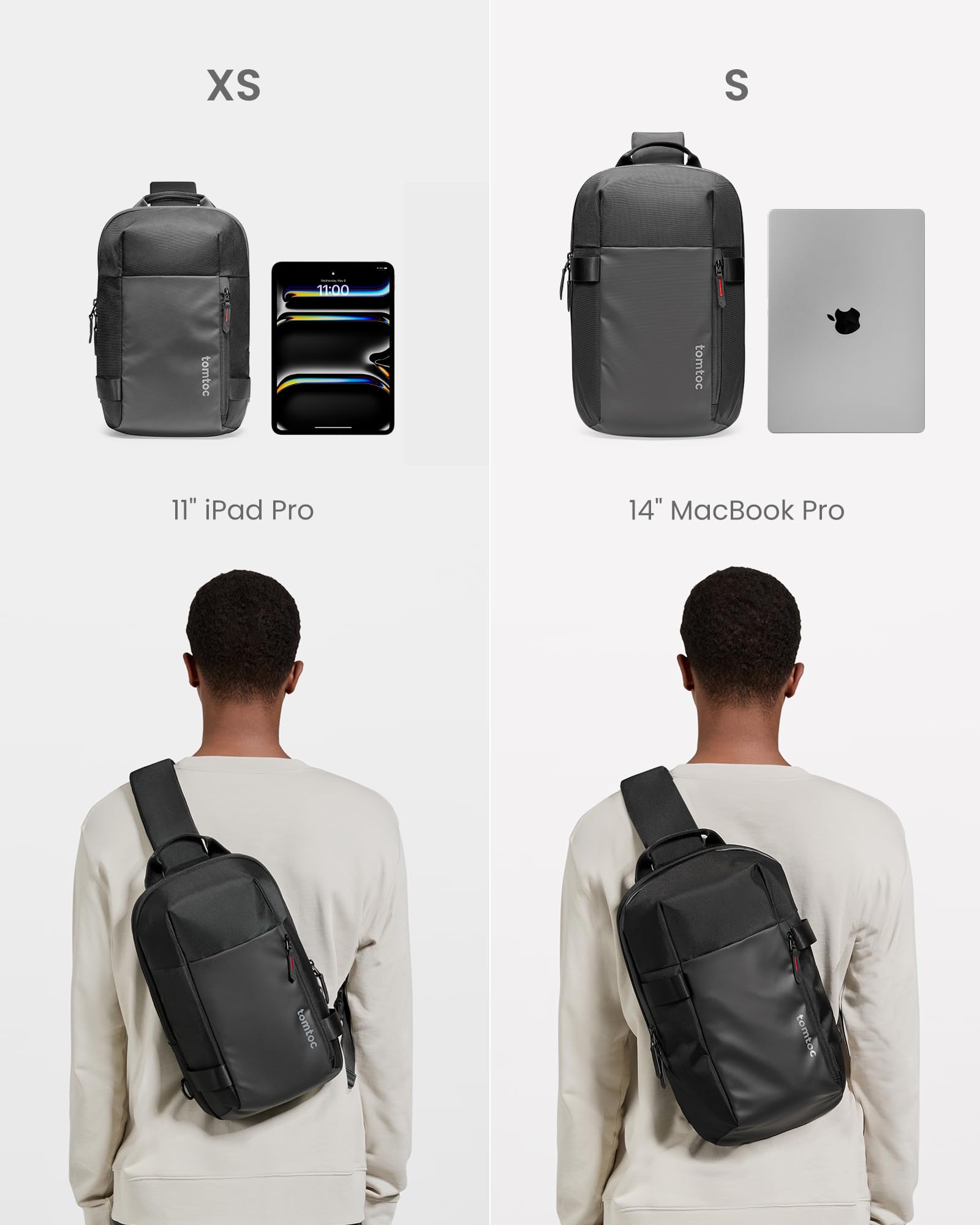 tomtoc Compact EDC Sling Bag - Lightweight Chest Shoulder Crossbody Bag for 11-inch iPad 2025/A16, iPad Air M3/M2, iPad Pro M4/M2/M1 & Nintendo Switch/OLED | Perfect for Daily Commute, Travel & Outdoor Activities (XS Size)
