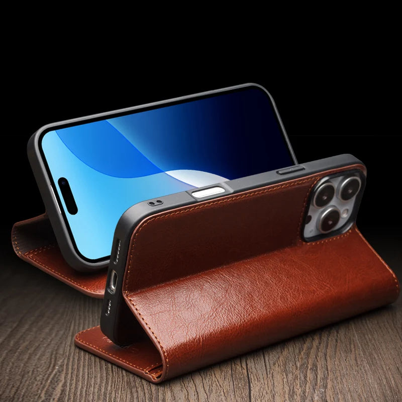 QIALINO Genuine Leather Case for iPhone 16 - Premium Protective Cover with Slim Fit | Perfect for Business, Travel & Everyday Use