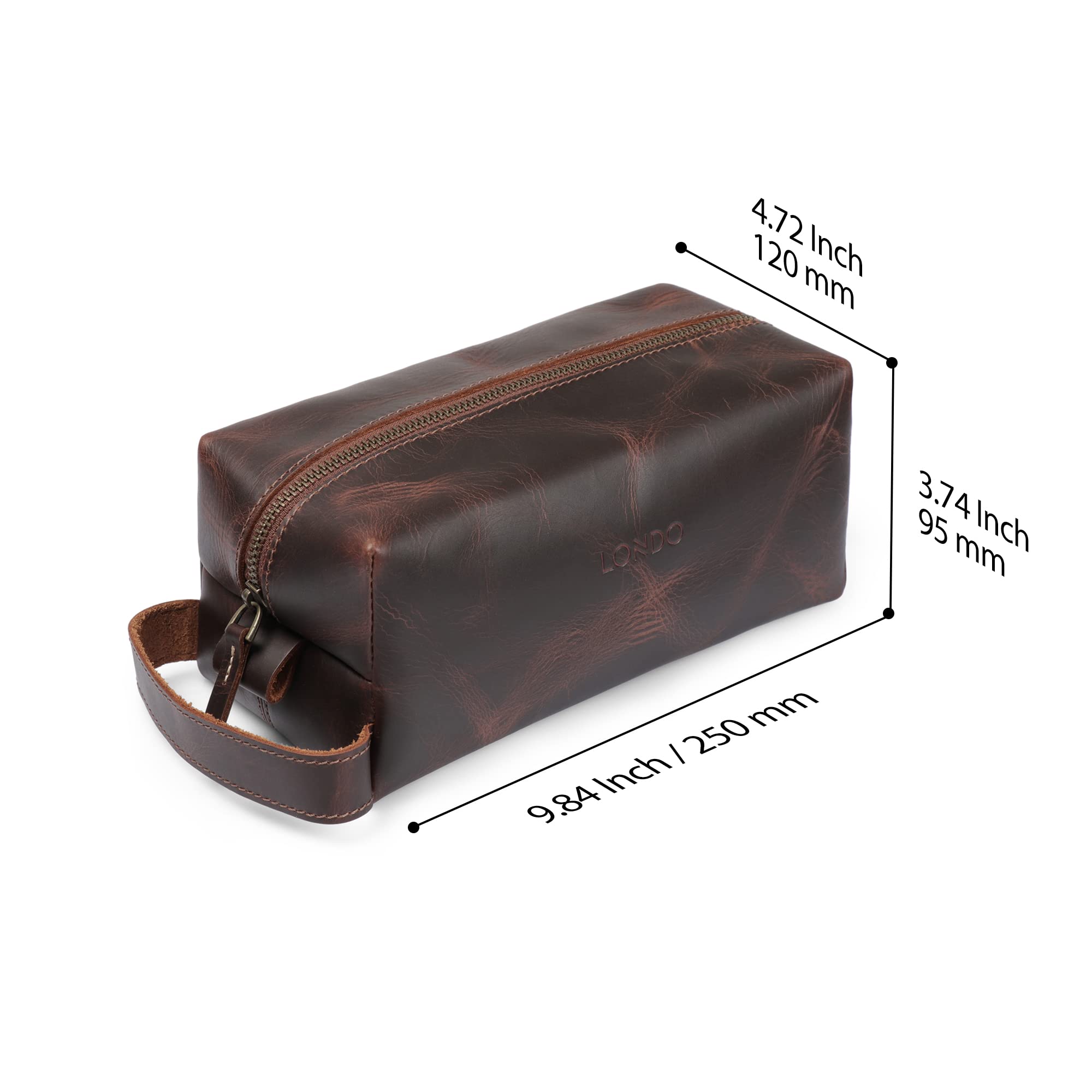 Genuine Leather Travel Toiletry Bag for Men & Women - Waterproof Makeup & Shaving Organizer - Perfect for Camping, Business Trips & Gym Essentials (Dopp Kit)