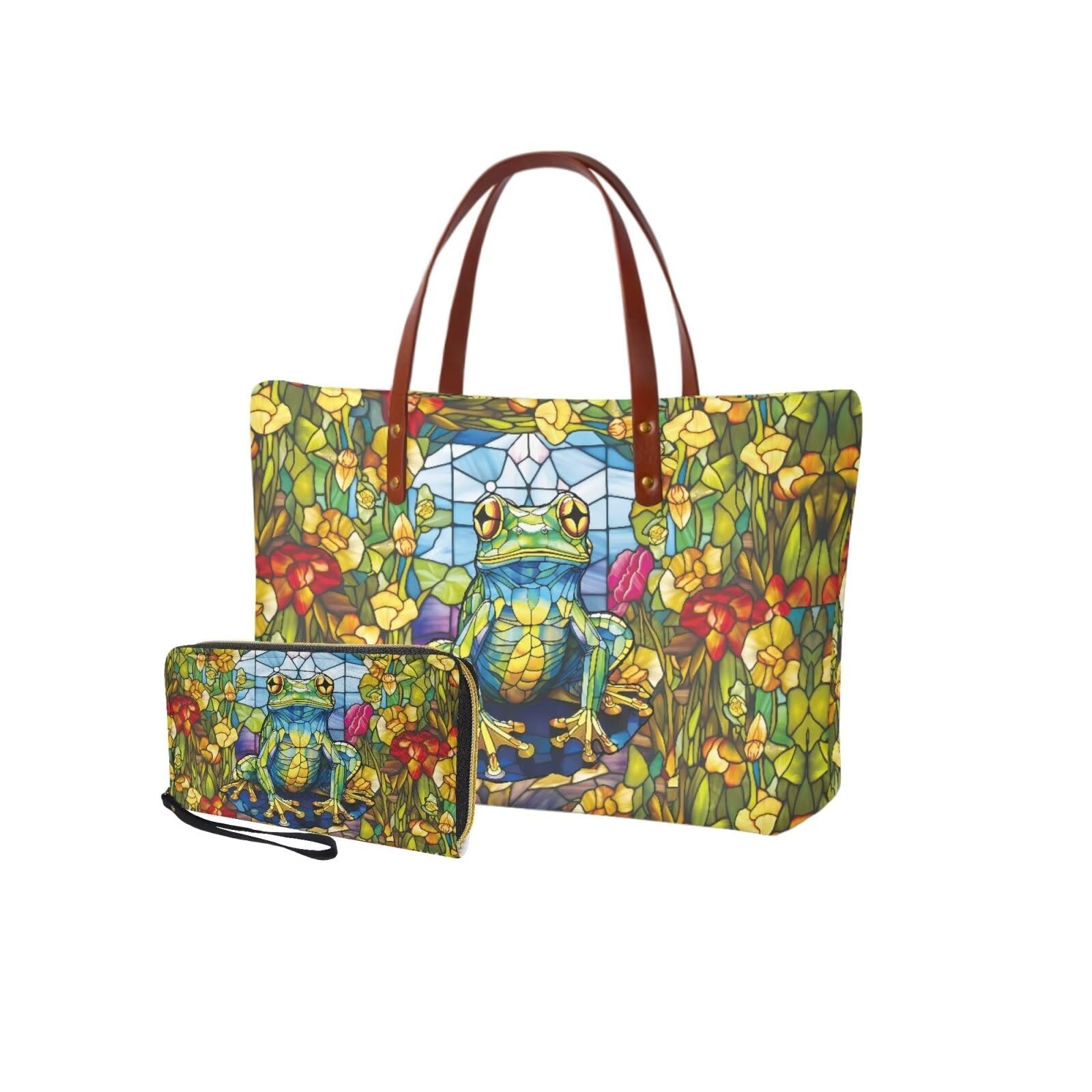 Stylish Women's Handbag Set with Matching Wallet - Large Top Handle Tote Shoulder Bag & PU Leather Clutch Purse for Work, Travel, and Everyday Use