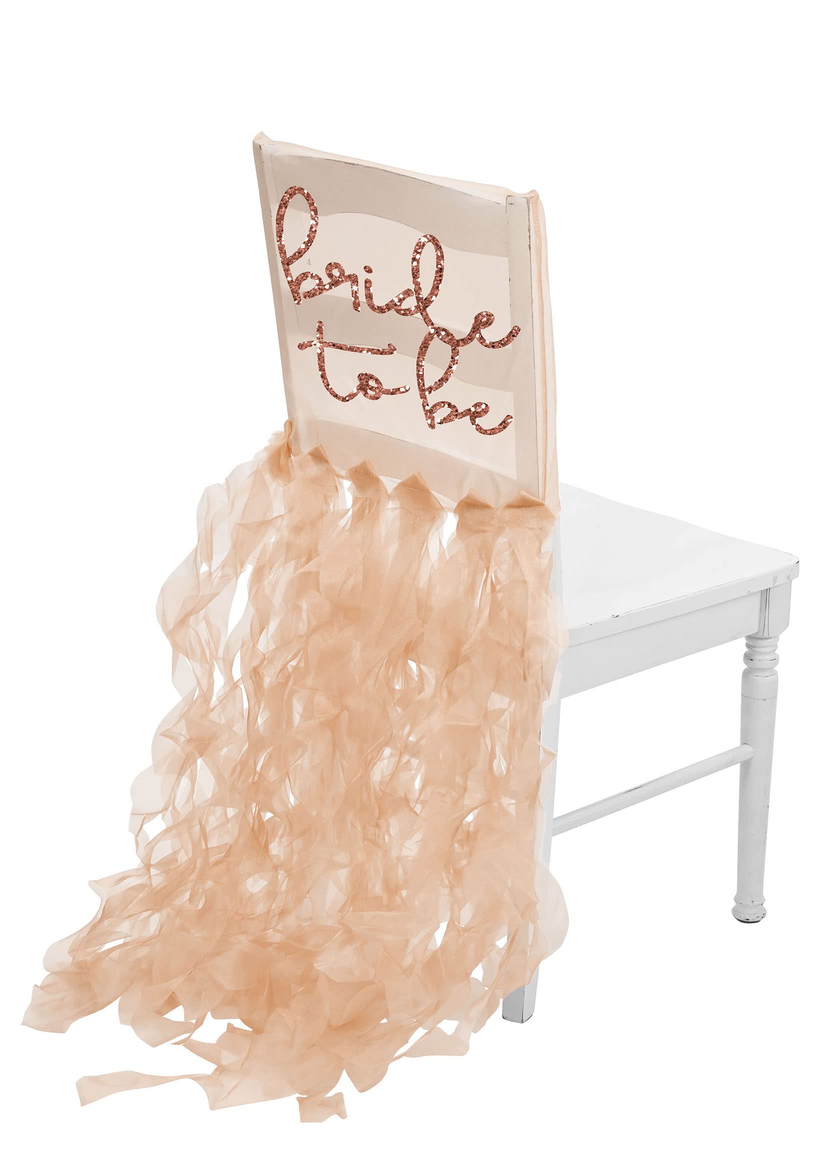 Rose Gold Rhinestone Sash Bride Chair Sign Decorations - Sparkling Lovely Bride-to-Be Organza Chiavari Chair Cover - Wedding Chair Decor Gift for Bridal Showers, Bachelorette Parties & Reception Decor