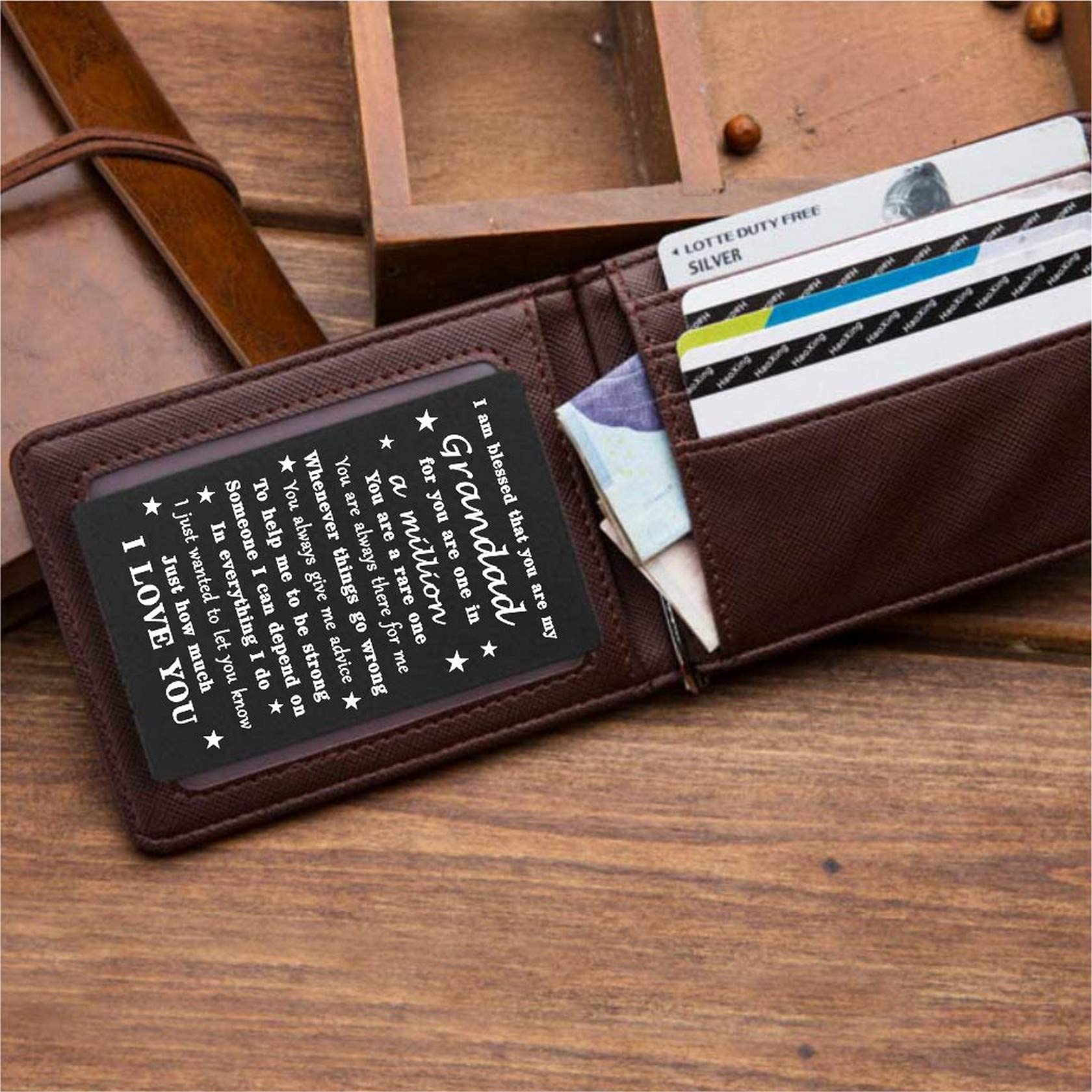 Personalized Engraved Wallet Card for Grandpa - Best Grandfather Gift from Grandkids for Birthday, Christmas & Father's Day - Heartfelt Keepsake for Special Occasions