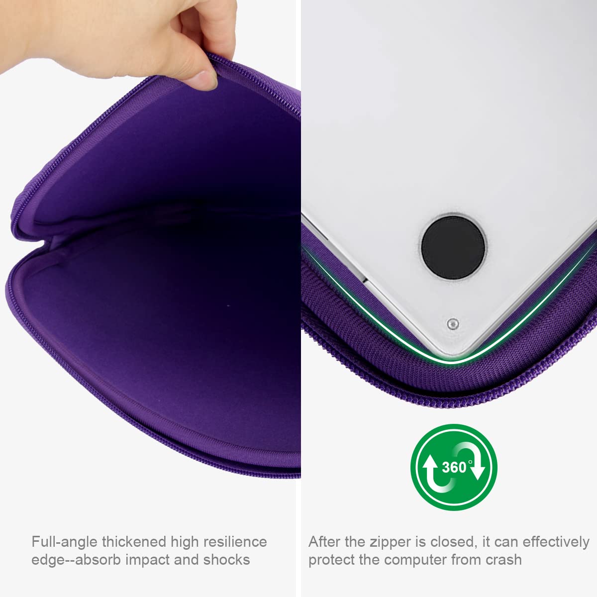 Premium 13-14 Inch Laptop Sleeve Case for MacBook Pro/Air, HP, Dell, Lenovo, Asus, Acer - Water-Resistant Protective Pouch with Soft Interior - Perfect for Work, School & Travel - Purple