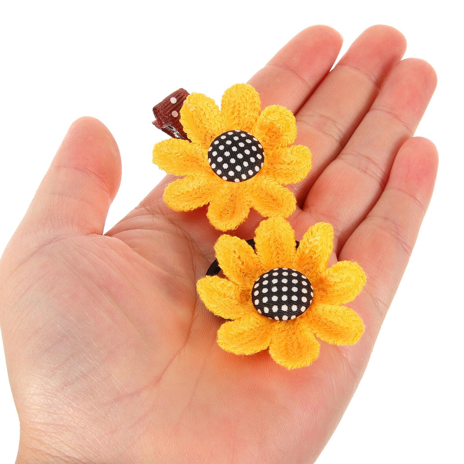 Beaupretty 6pcs Sunflower Hair Clips & Scrunchies Set - Cute Alligator Clips, Elastic Hair Ties, Ponytail Holders for Girls - Black & Yellow Floral Hair Accessories for School, Party, Summer Outfits