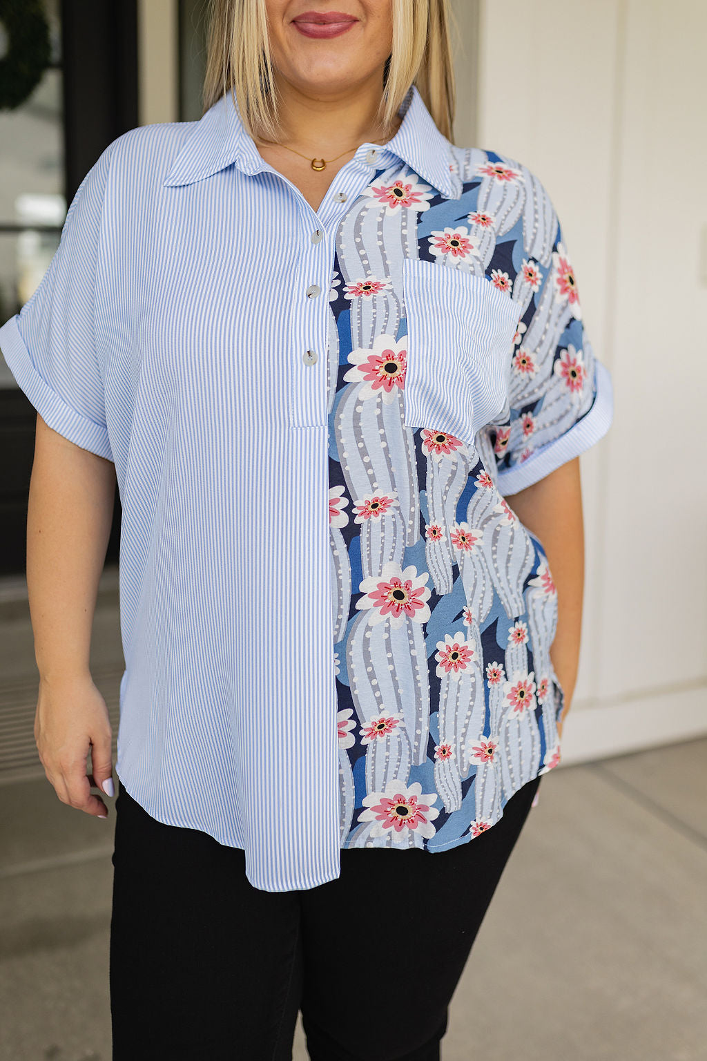 Best of Both Worlds Button Down Top for Women - Stylish & Comfortable Casual Shirt for Work & Everyday Wear | Perfect for Office, Outings & Date Nights