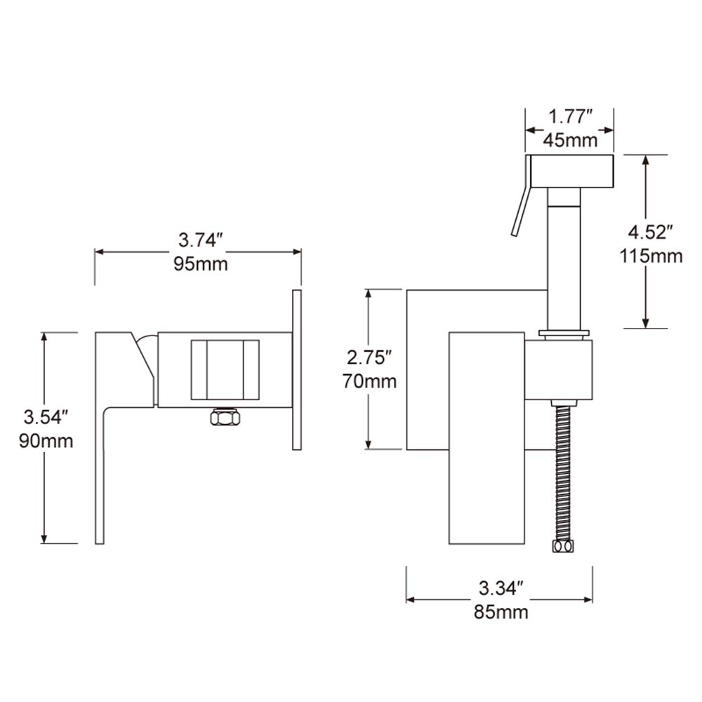 Brass Handheld Shower Sprayer with Hot & Cold Water Mixer - Chrome Square Bathroom Toilet Sprayer for Hygienic Cleaning and Baby Care