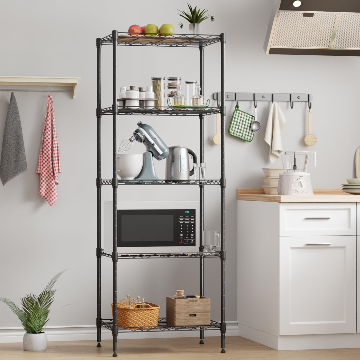 5-Tier Heavy Duty Metal Wire Storage Shelves - NSF Certified, 12