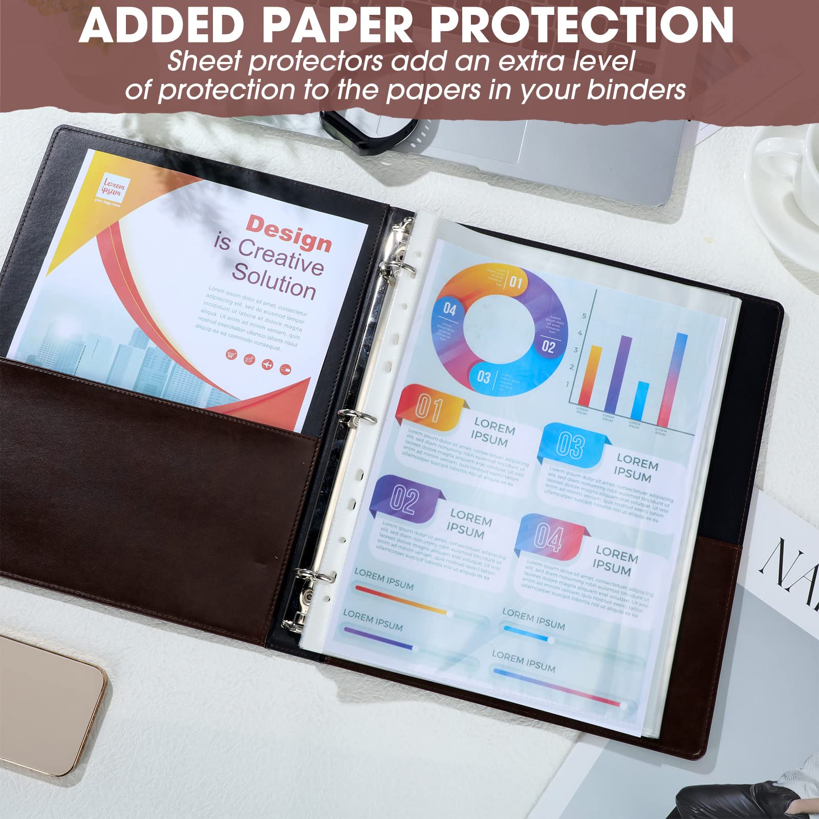 Vintage Leather 3-Ring Binder Organizer - 2 Pack Hardback Binders with Round Rings, Holds 200 Sheets, 2 Inner Pockets (1 Inch, Brown & Black) - Perfect for Office, School, and Professional Document Organization