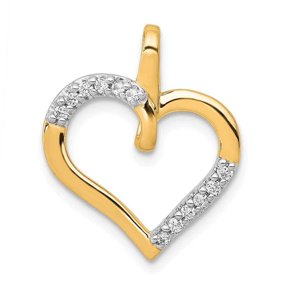 FB Jewels 14K Yellow Gold 1/10 Carat Diamond Heart Pendant Necklace for Women - Elegant Valentine's Day Gift, Anniversary Present & Everyday Jewelry