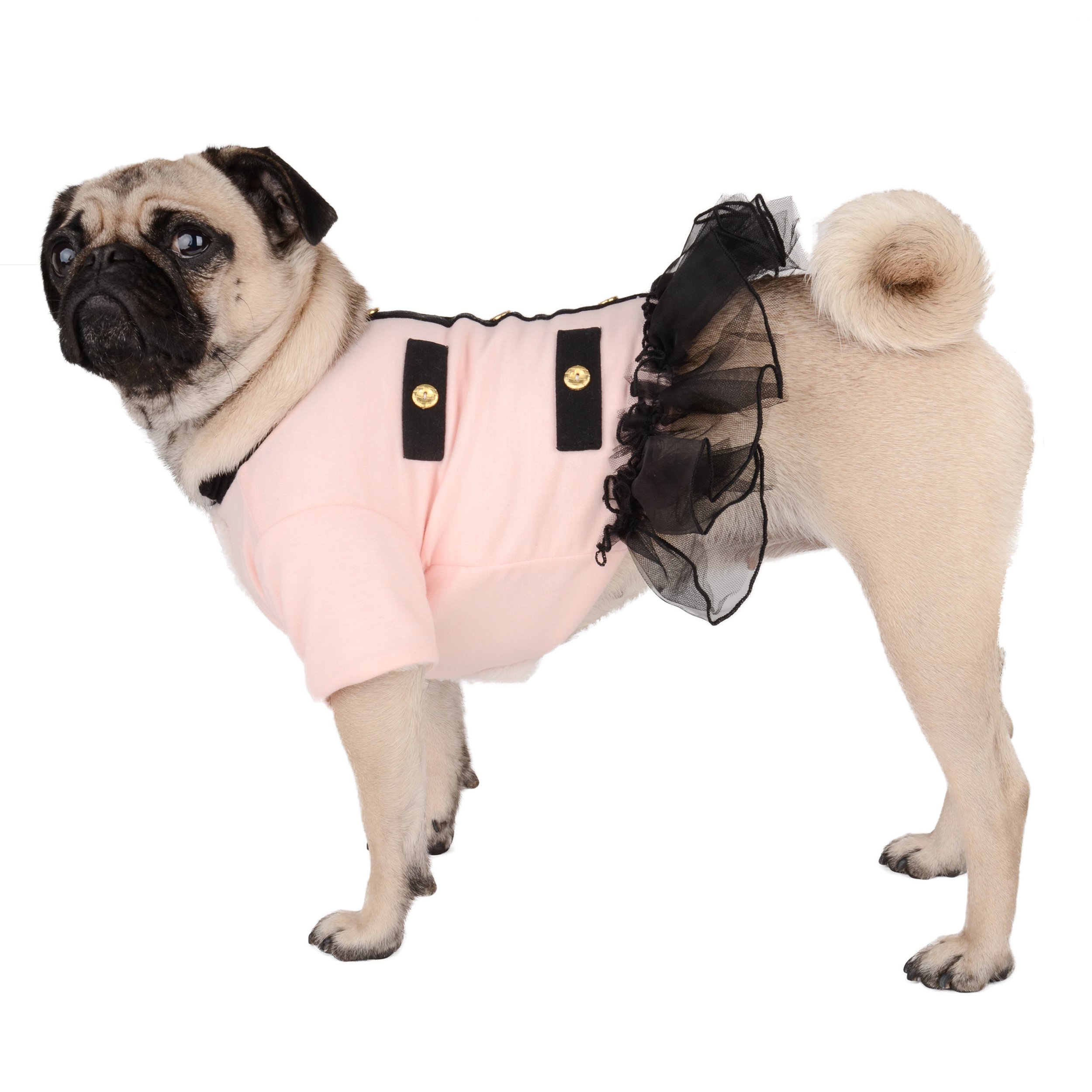 Pink & Black Pet Coat Dress for Dogs & Cats - Warm & Stylish Winter Outfit for Small to Medium Pets - Perfect for Outdoor Walks & Photo Shoots