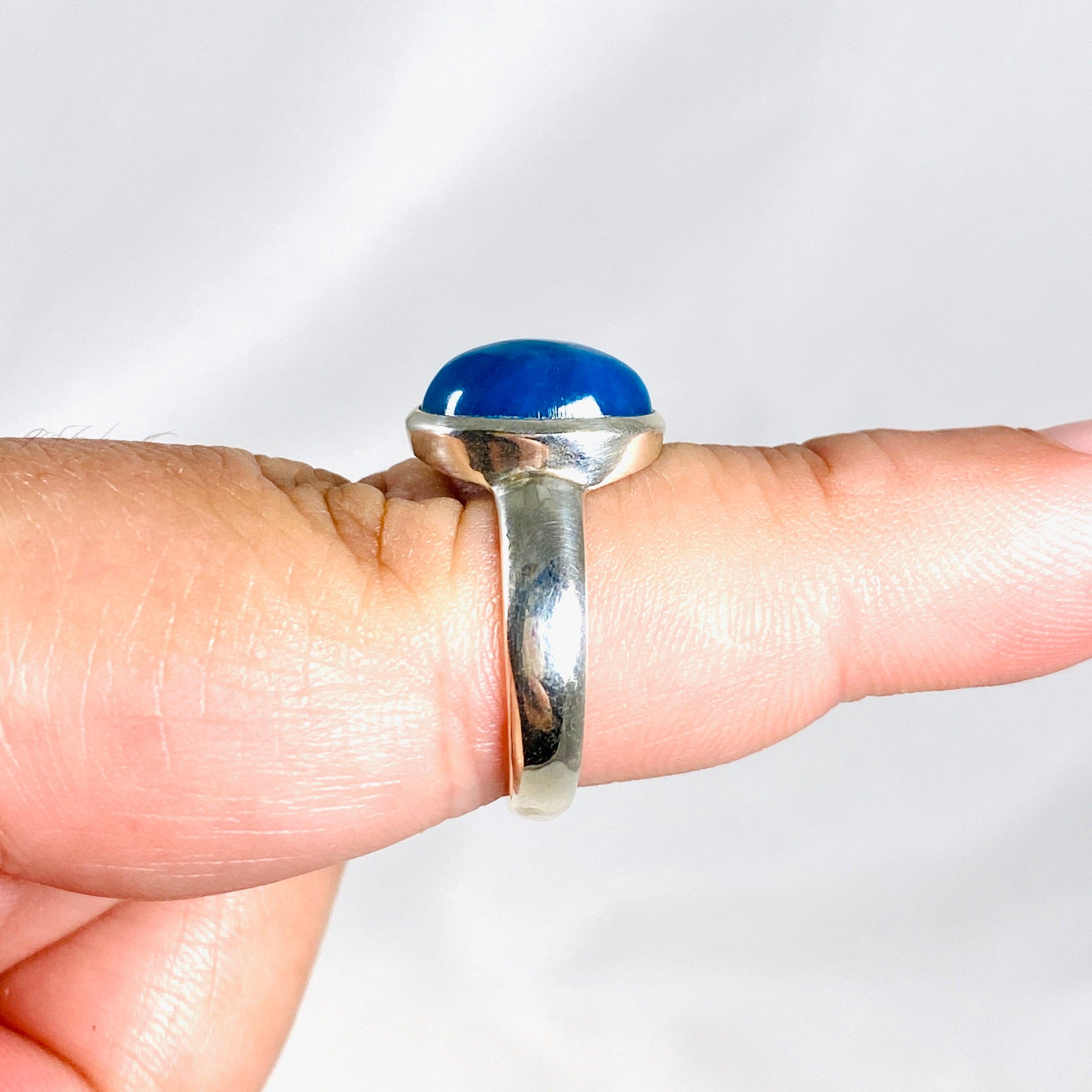 Natural Cavansite Oval Ring - Size 8.5 PRGJ367 - Elegant Blue Crystal Jewelry for Women, Perfect for Weddings, Parties & Special Occasions