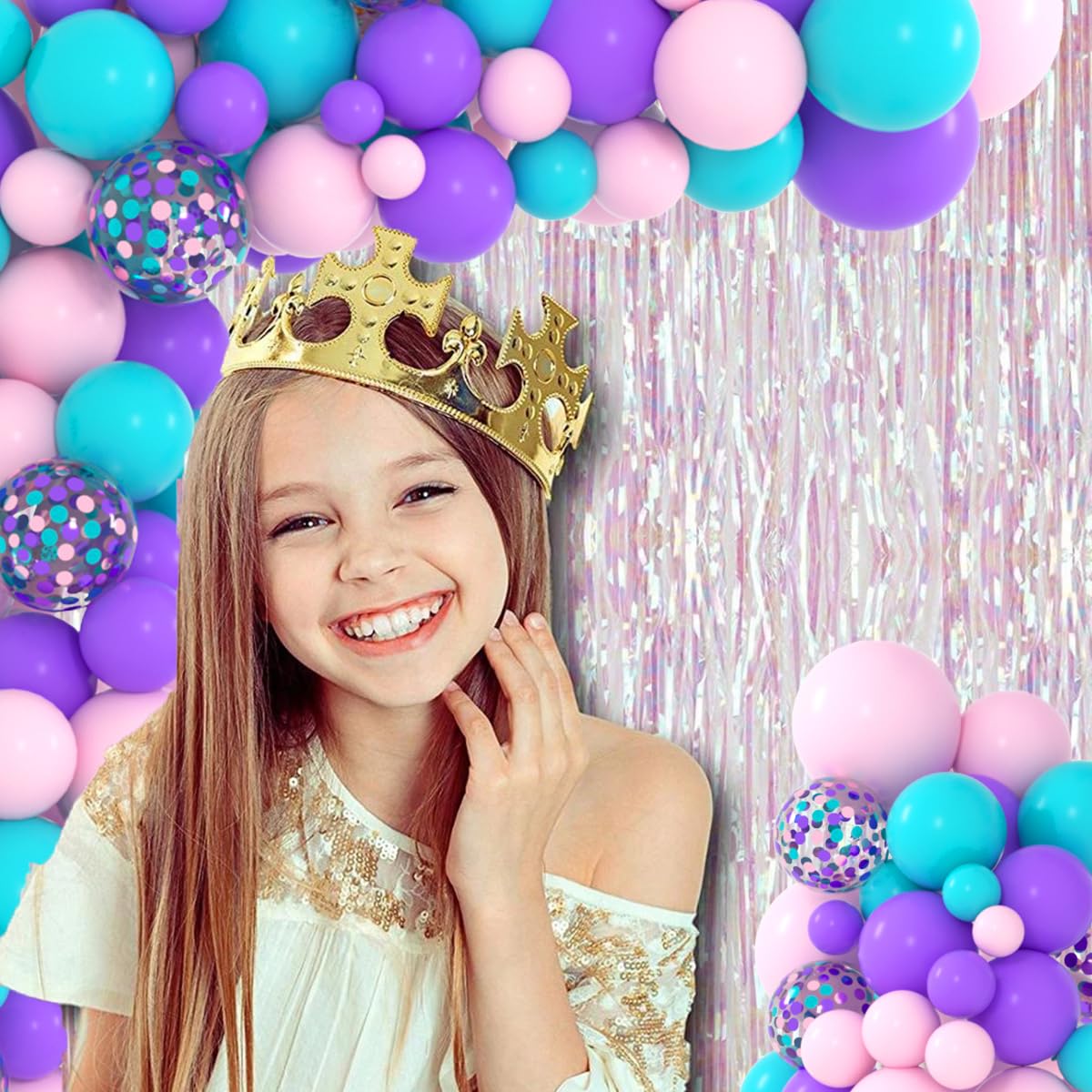 Teal Blue Pink Purple Balloon Arch Garland Kit - Aqua Turquoise Balloons for Under the Sea Princess Birthday, Baby Shower & Baby Girl Party Decorations | Perfect for Birthday Parties, Baby Showers, Gender Reveals & Ocean-Themed Events