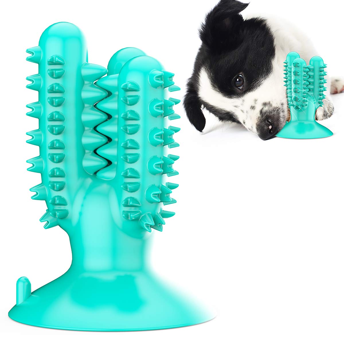 PINKRACY Dog Toothbrush Chew Toy - Dental Cleaning Stick with Suction Cup for Puppies & All Dog Breeds | Interactive Teeth Cleaning Chew Toy | Non-Toxic Silicone Dog Toothbrush | Perfect for Home, Travel & Vet Visits