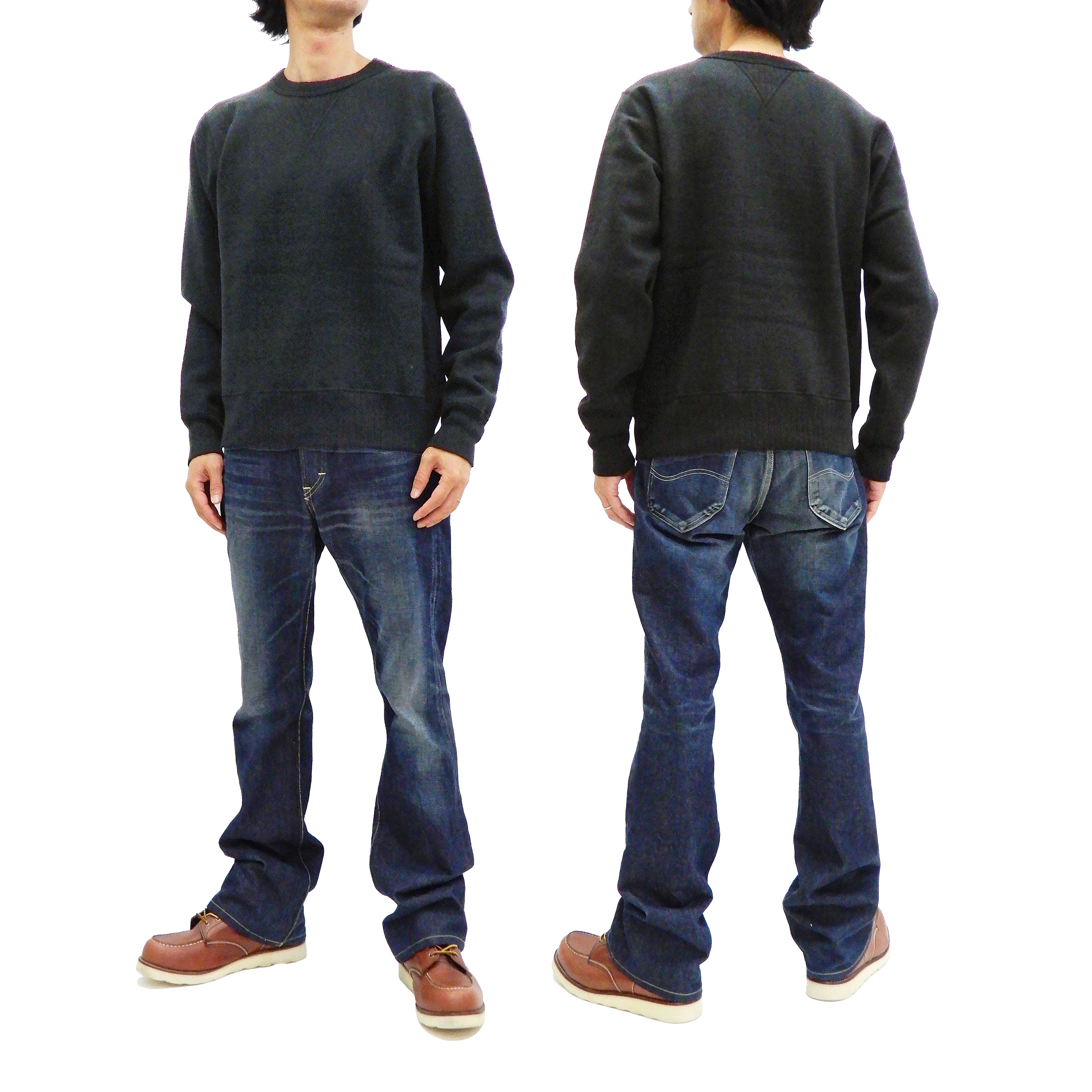 Vintage Style Men's Plain Sweatshirt - Loop Wheeled V Insert Casual Pullover WV67728 Black | Perfect for Streetwear, Loungewear & Everyday Comfort