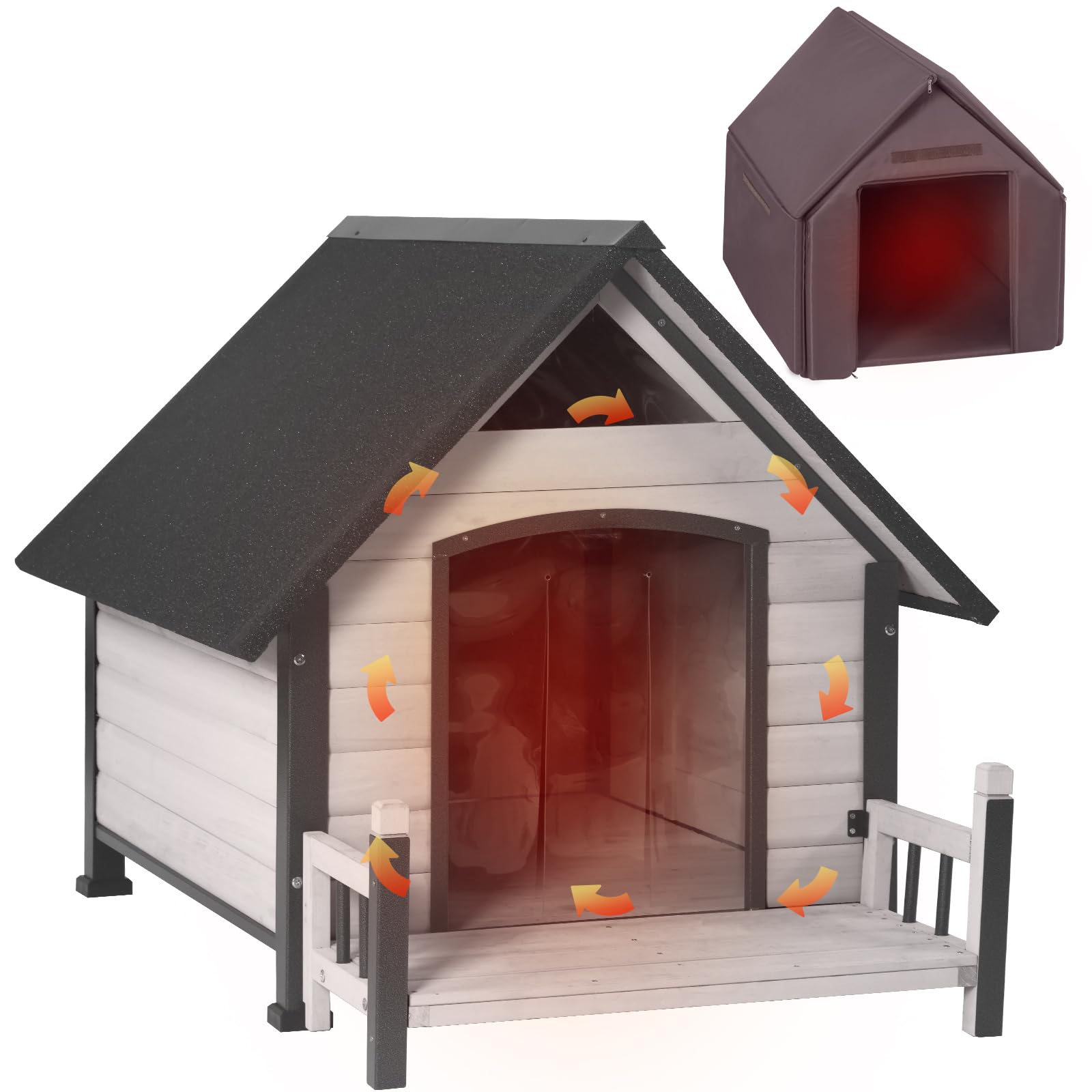 **Insulated Outdoor Dog House with Metal Frame - Weatherproof & Chew-Proof Winter Kennel for Small & Medium Dogs - Perfect for Backyards, Patios & Cold Climates**