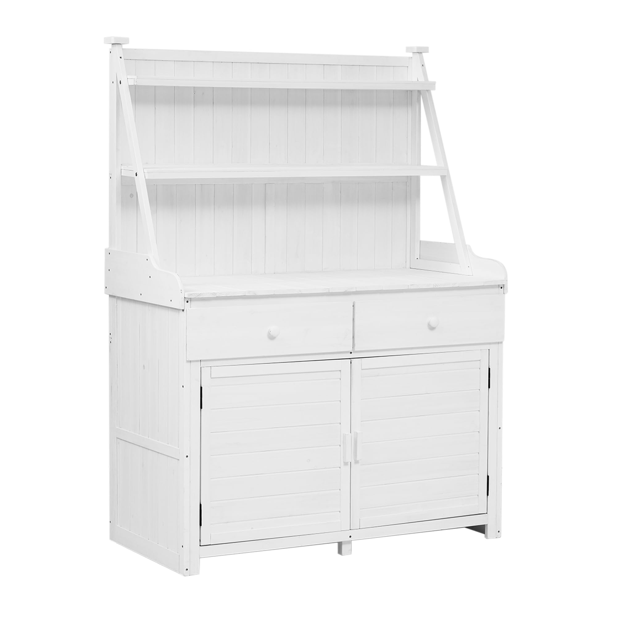 P PURLOVE Fir Wood Garden Potting Bench with Storage Shelf, Drawer & Cabinet - Durable Outdoor Work Table for Gardening, Backyard & Patio - Perfect for Planting, Potting & Organizing Tools