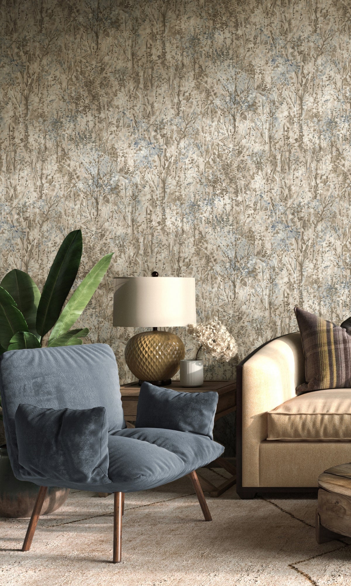 Blue Lust Forest Tropical Wallpaper R8951 - Nature-Inspired Peel & Stick Wall Mural for Bedroom, Living Room & Nursery Decor