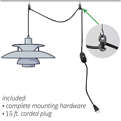 Kiven Plug-in Chandelier - Modern Green Aluminum Pendant Light with 15ft Cord & Dimmable Switch, No Bulb Included - Perfect for Dining Room, Bedroom, or Kitchen Lighting Decor