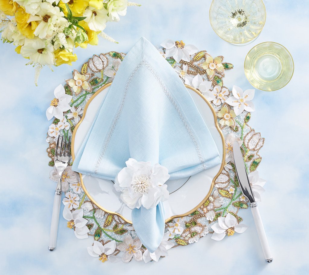 Premium Classic Blue Napkins Set of 4 - 100% Cotton Dinner Napkins for Formal Dining, Parties & Everyday Use
