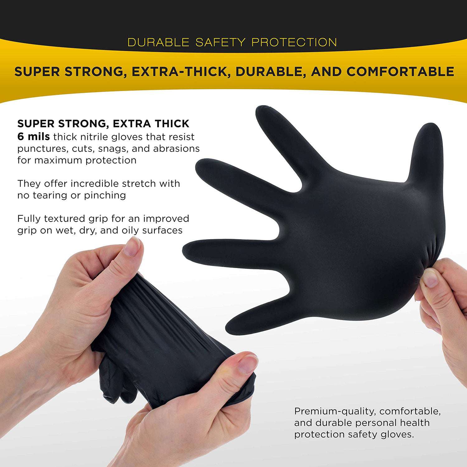 100-Pack Black Nitrile Disposable Gloves - Industrial, Mechanic, Tattoo & Food Safe - Medium Size - Perfect for Workshops, Kitchens & Tattoo Parlors