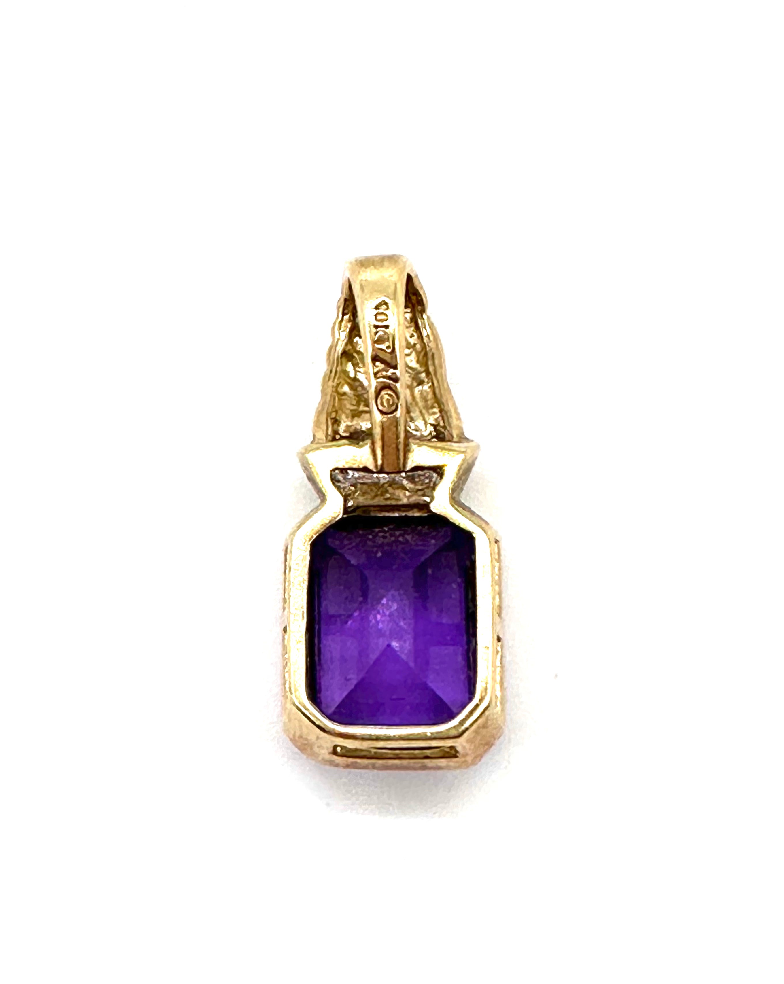 Natural Amethyst & Diamond Chip Pendant Necklace - Elegant Purple Gemstone Jewelry for Women, Perfect for Gifts, Weddings & Special Occasions