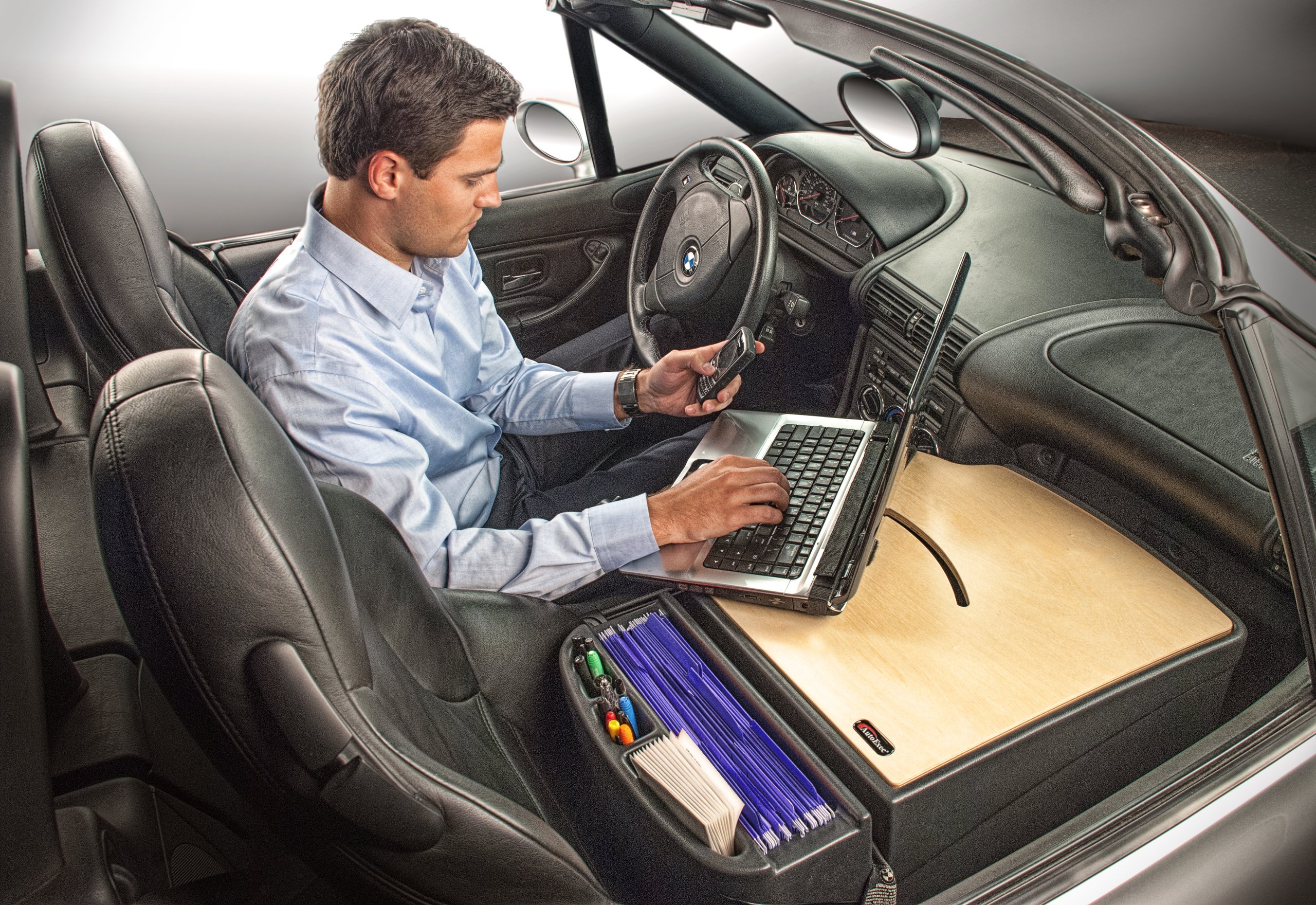 AutoExec AUE22000 RoadMaster Car Desk - Premium Birch Finish Laptop Workstation for Cars, Trucks & SUVs - Perfect for Remote Work, Business Travel & Mobile Office Setup