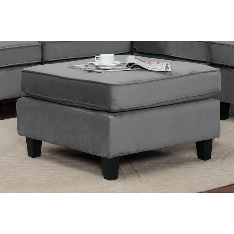 Furniture of America Trowe Modern Gray Fabric Upholstered Ottoman - Perfect for Living Room, Bedroom & Home Decor
