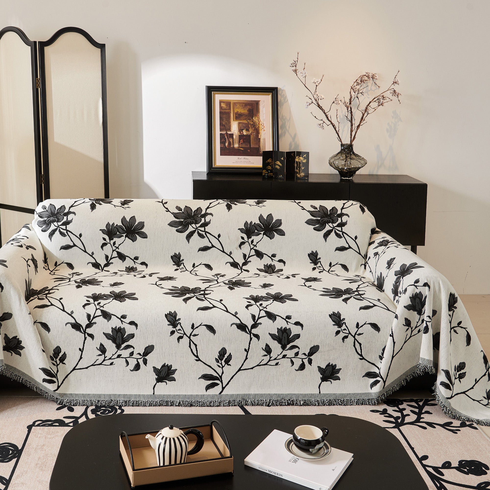 Magnolia Grove Sofa Cover - Stretchable Furniture Protector for Couches, Loveseats & Sectionals - Perfect for Pets, Kids & Everyday Use - Home Decor & Living Room Essentials