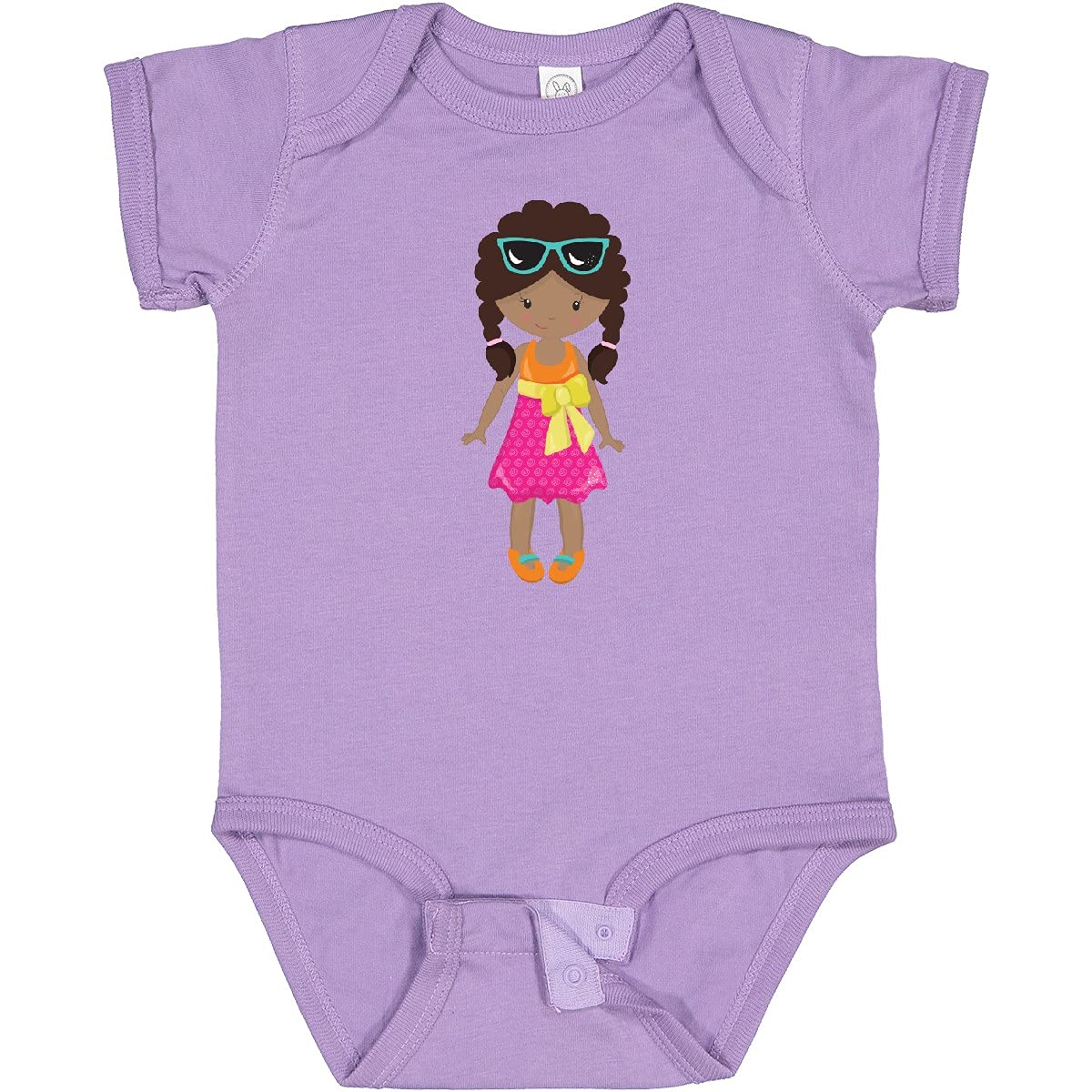 Inktastic African American Girl Fashion Baby Bodysuit with Pink Skirt - Cute Outfit for Infants, Toddler Girls, Birthday & Family Photos