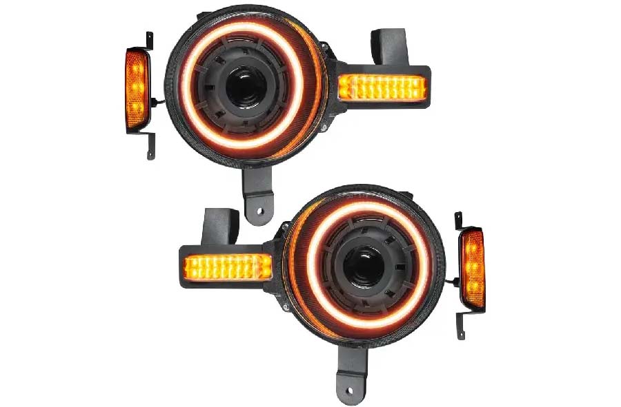 2021-2023 Ford Bronco Oracle Oculus Amber Bi-LED Projector Headlights - High Performance Off-Road Lighting for Night Driving & Adventure