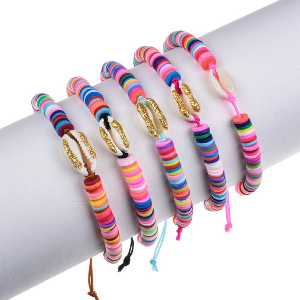 TENDYCOCO 5pcs Natural Seashell Bracelet & Anklet Set - Hawaiian Cowrie Shell Wrist Chain for Women, Ladies Beach Jewelry - Perfect for Summer Vacation, Mother's Day Gift & Boho Fashion Accessories