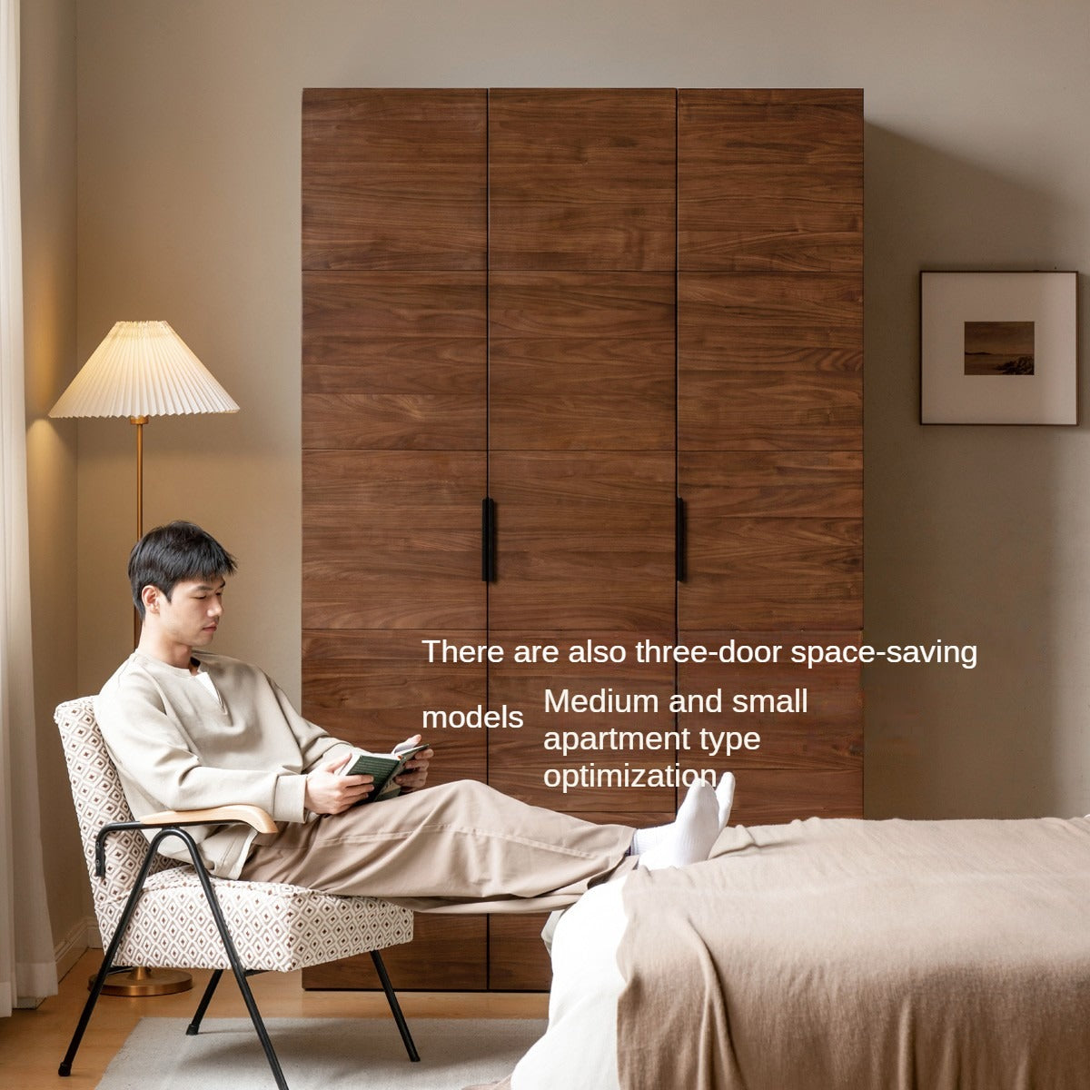 Premium Black Walnut Solid Wood Wardrobe Closet - Spacious Storage for Bedroom, Walk-In Closet & Guest Room Organization