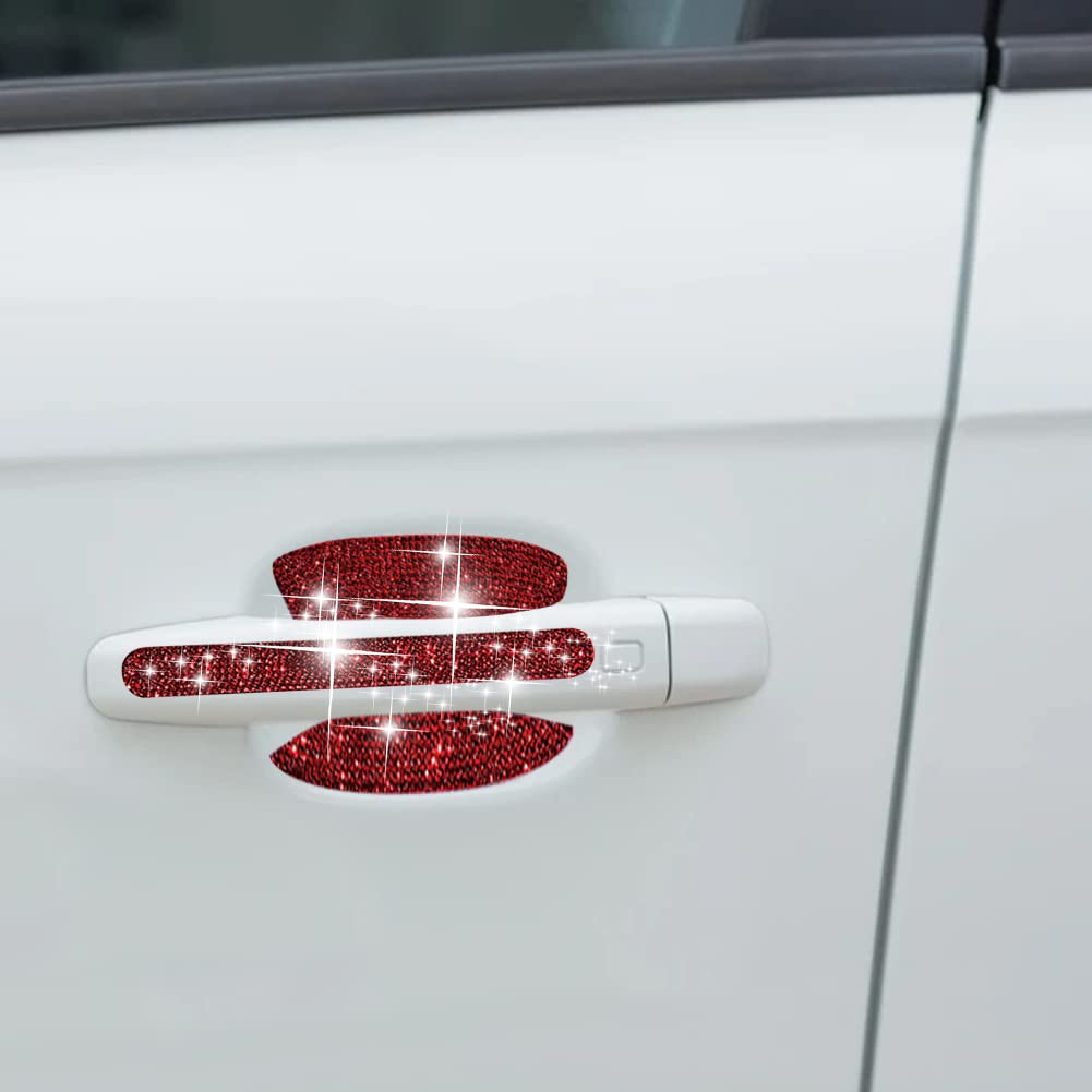 Bohisen 8pcs Bling Car Door Handle Protector Kit - Shiny Rhinestone Scratch-Resistant Stickers & Protective Film for Car Handles - Perfect for Luxury Cars, Gifts, and Vehicle Customization