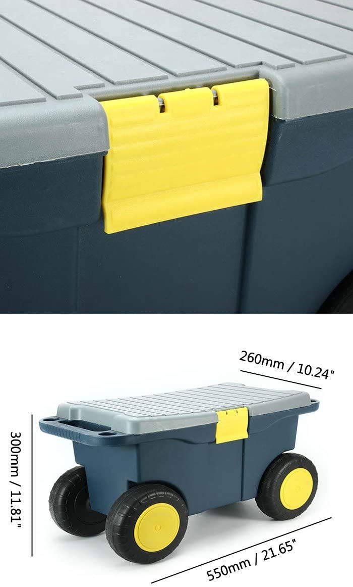 Removable Garden Cart Seat with Storage Tray - Heavy Duty 4-Wheel Garden Stool & Tool Organizer for Gardening, Landscaping | Perfect for Outdoor Work, Shed Storage & Backyard Organization