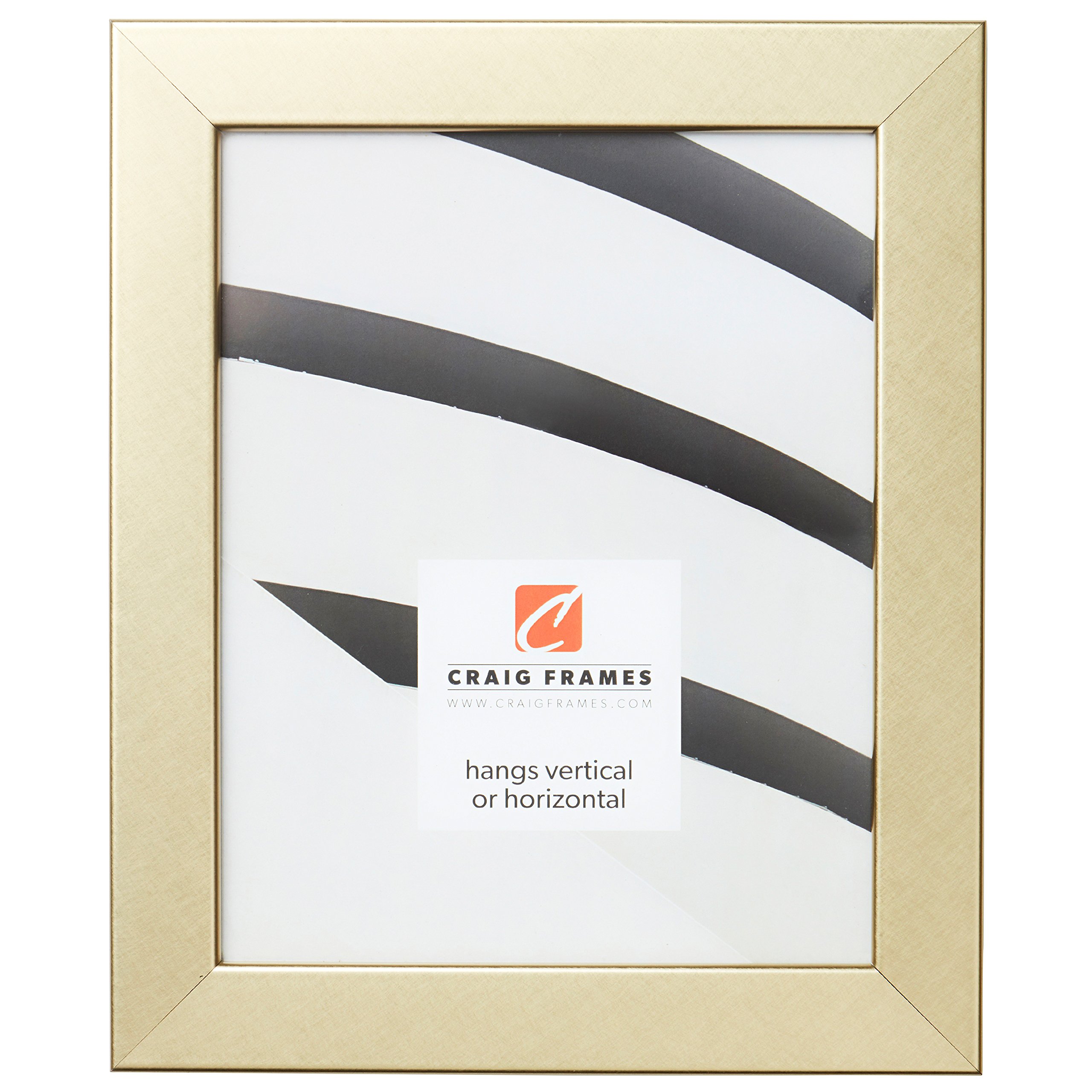 Craig Frames Bauhaus 125 - 4x10 Inch Brushed Gold Picture Frame for Wall Art & Photos