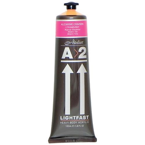 A2 Lightfast Heavy Body Acrylic Paint 120ml - Alizarine Crimson - Professional Artist Paint for Canvas, Murals & Fine Art