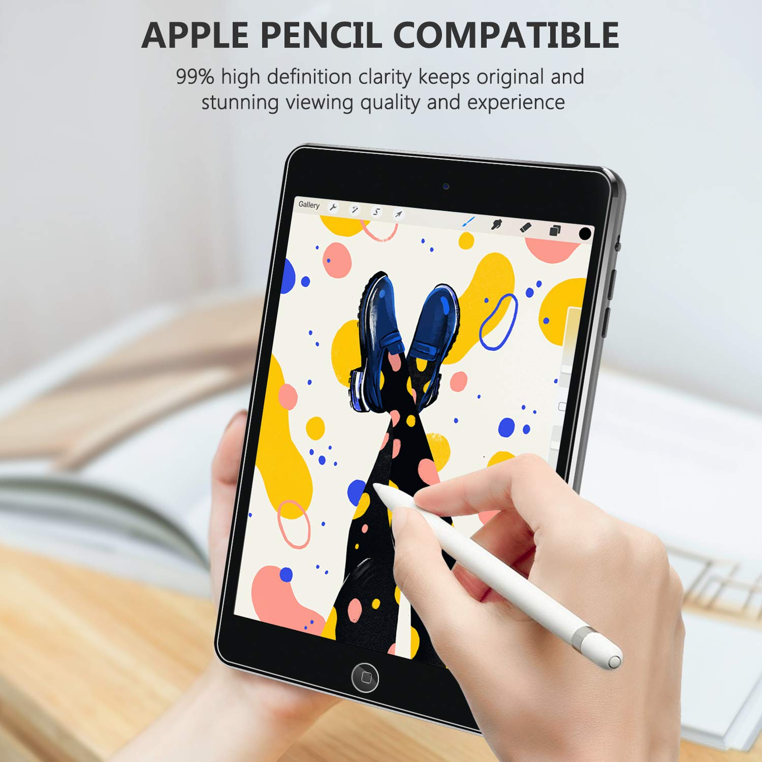 SPARIN 2 Pack Tempered Glass Screen Protector for iPad 6th/5th Gen & iPad Air 2 (9.7 Inch) - Apple Pencil Compatible - Anti-Scratch, Bubble-Free Installation - Perfect for Work, Study & Drawing