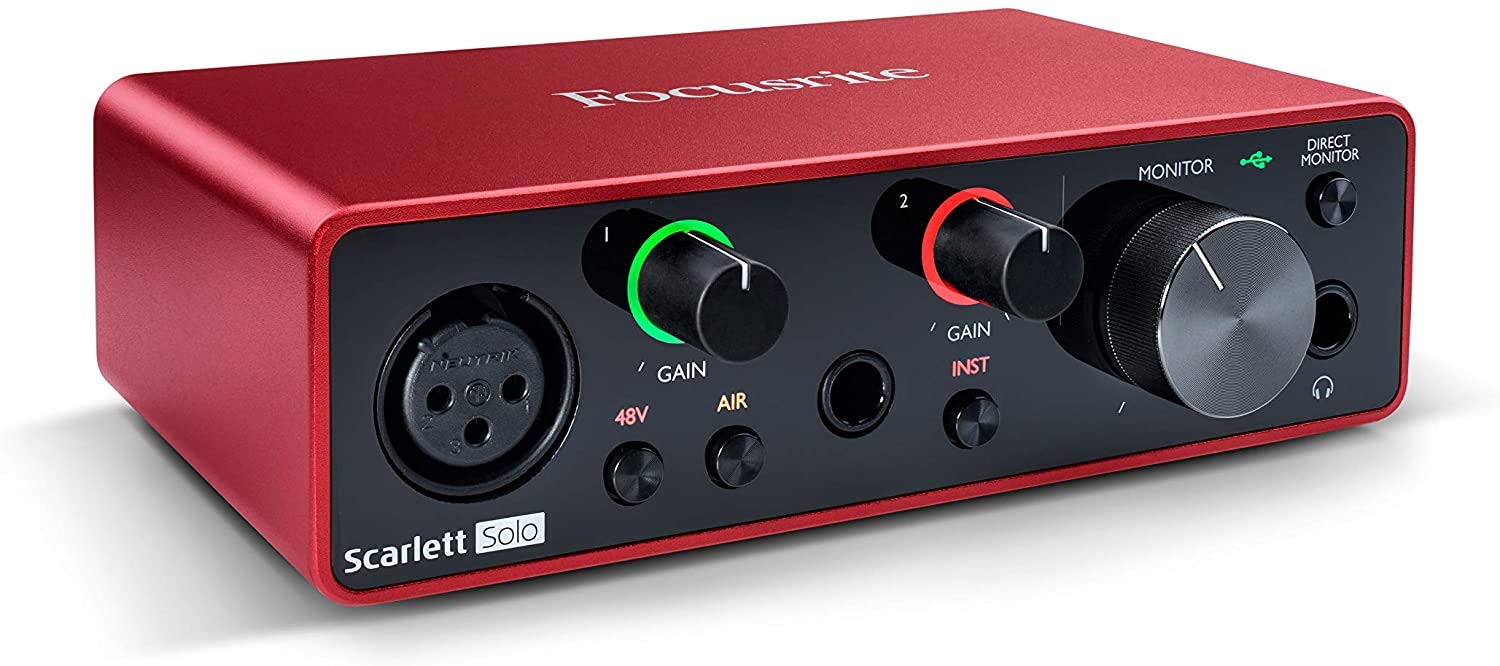 Focusrite Scarlett Solo 2x2 USB Audio Interface - Professional Studio Recording Bundle with Pro Tools & Plugins | Perfect for Home Studios, Podcasting & Music Production