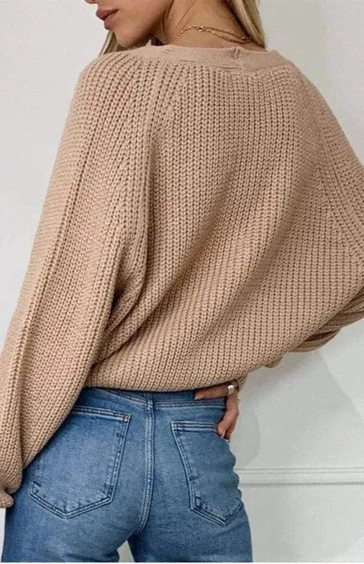 Women's Lantern Sleeve Button Front Cardigan Sweater - Cozy Knit Pullover for Office, Date Night & Fall Layering